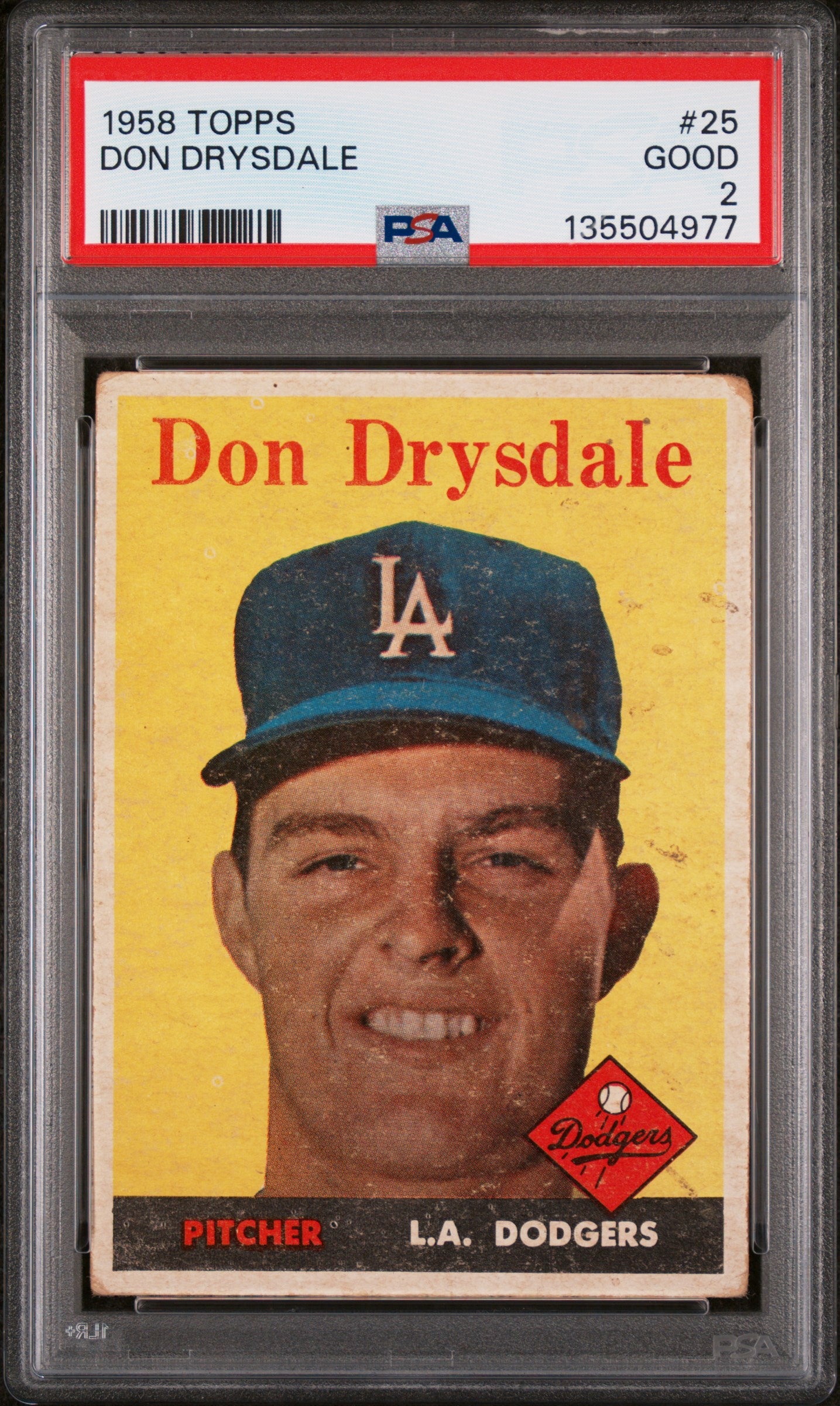 1958 Topps Don Drysdale #25 PSA 2