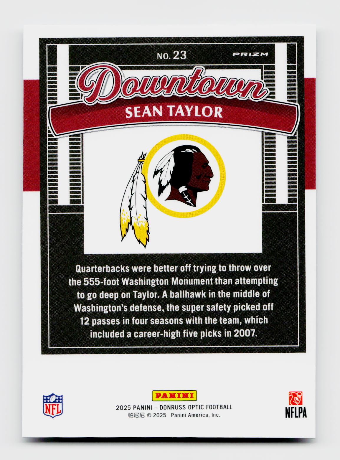2025 Donruss Optic #23 Sean Taylor Downtown SSP