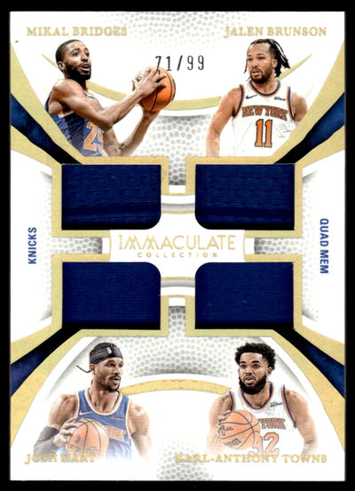 2024-25 Immaculate #IQM-YRK Jalen Brunson/Mikal Bridges/Karl Anthony-Towns/Josh Hart Game-Used Quad Patch /99