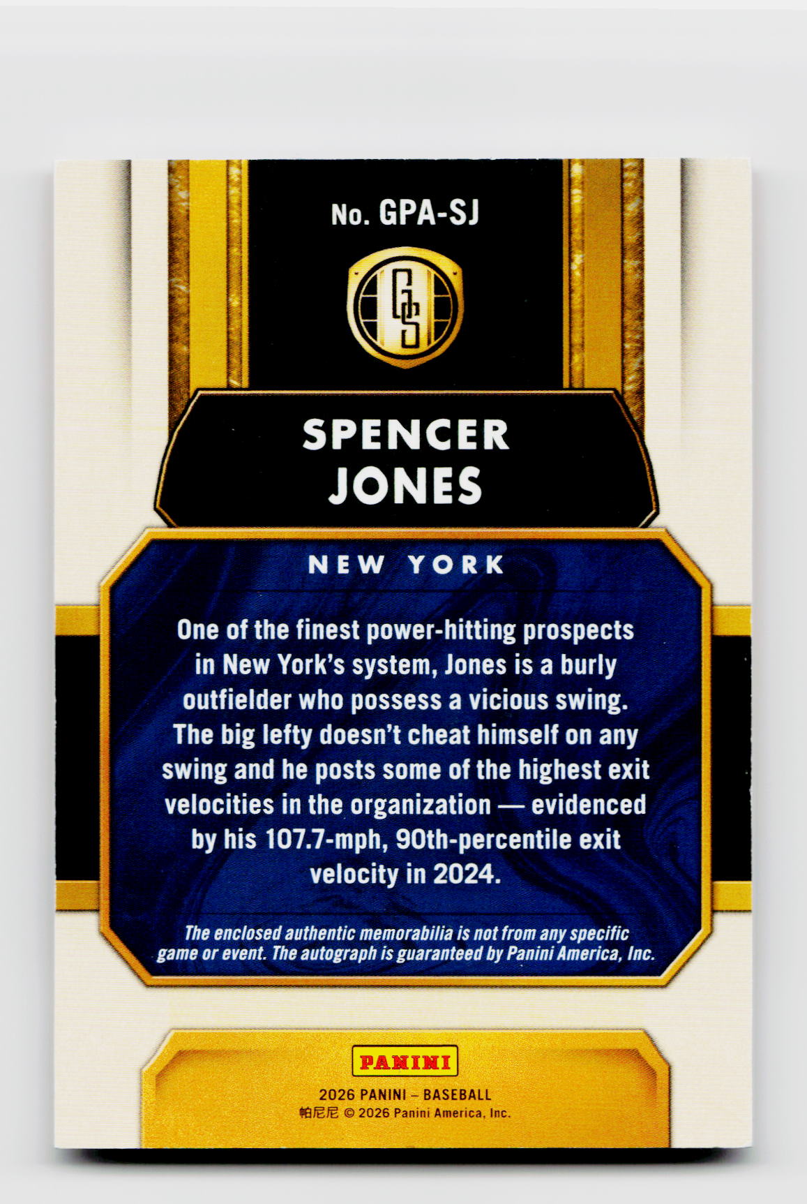 2026 Gold Standard Spencer Jones Rookie Patch Auto /99
