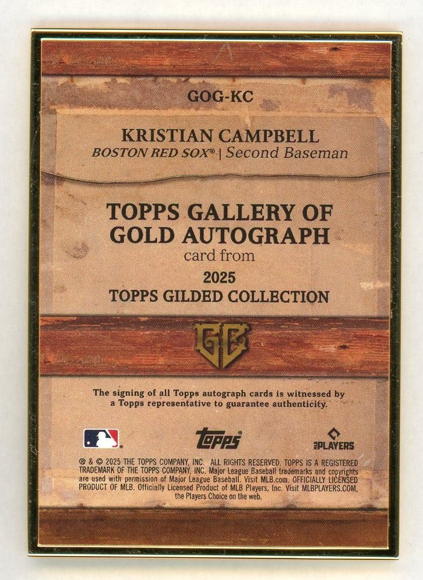 2025 Topps Gilded #GOG-KC Kristian Campbell Gallery of Gold Framed Rookie RC Auto /50