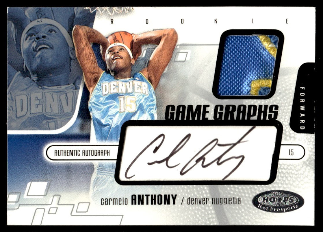 2003 Fleer Hoops Hot Prospects #95 Carmelo Anthony Game Graphs Patch Auto /400
