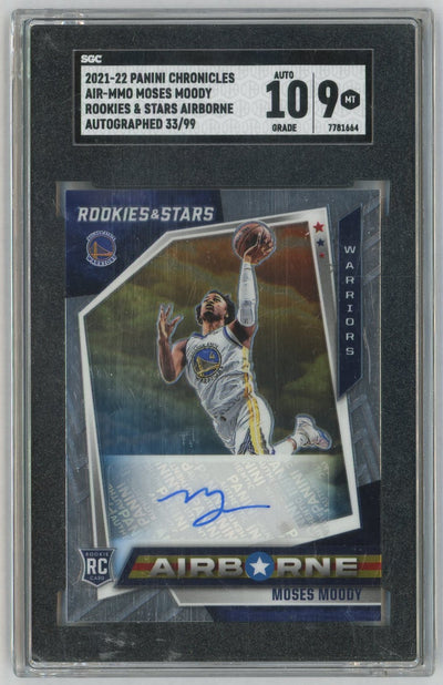 2021-22 Panini Chronicles Moses Moody #AIR-MMO Rookie RC Airborne Auto /99 SGC 10