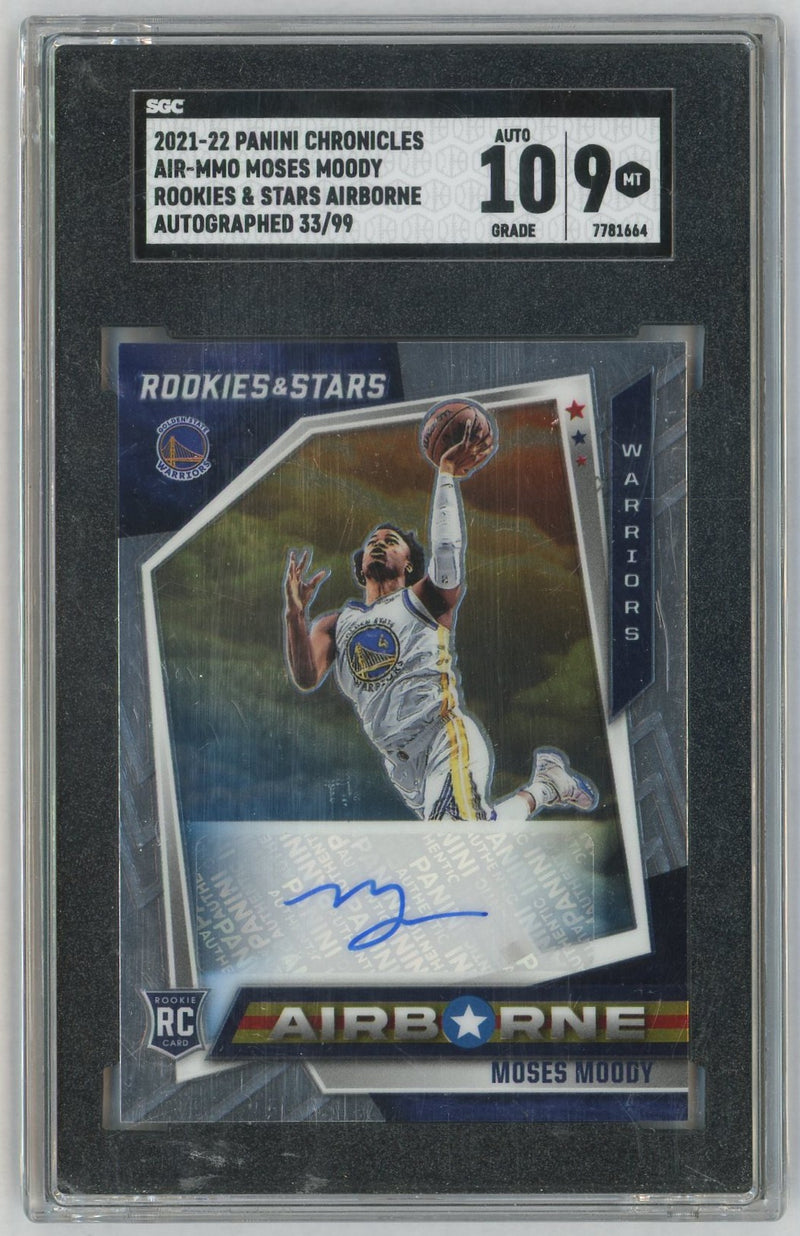 2021-22 Panini Chronicles Moses Moody #AIR-MMO Rookie RC Airborne Auto /99 SGC 10