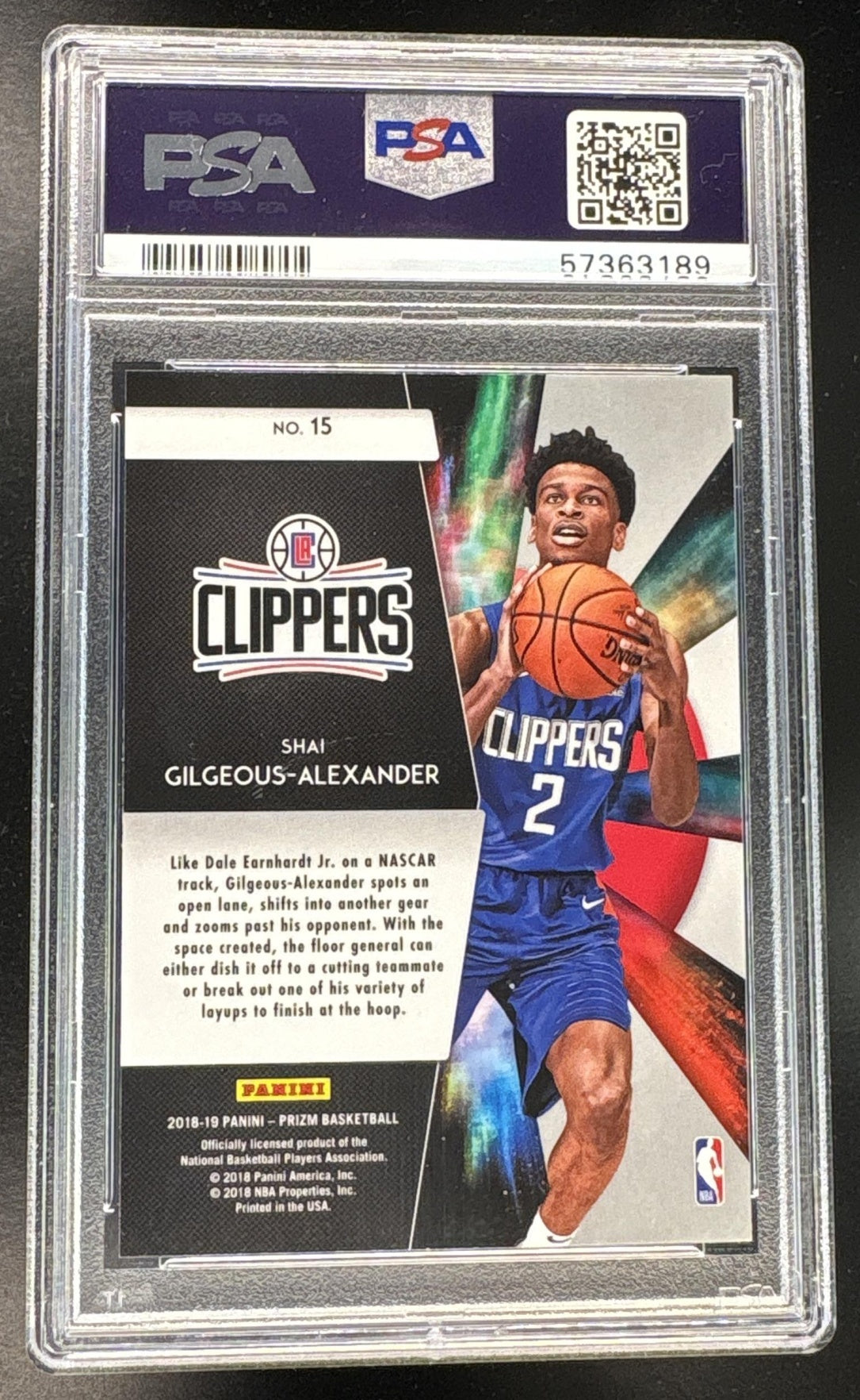 2018 Panini Prizm Freshman Phenoms Shai Gilgeous-Alexander #15 PSA 10