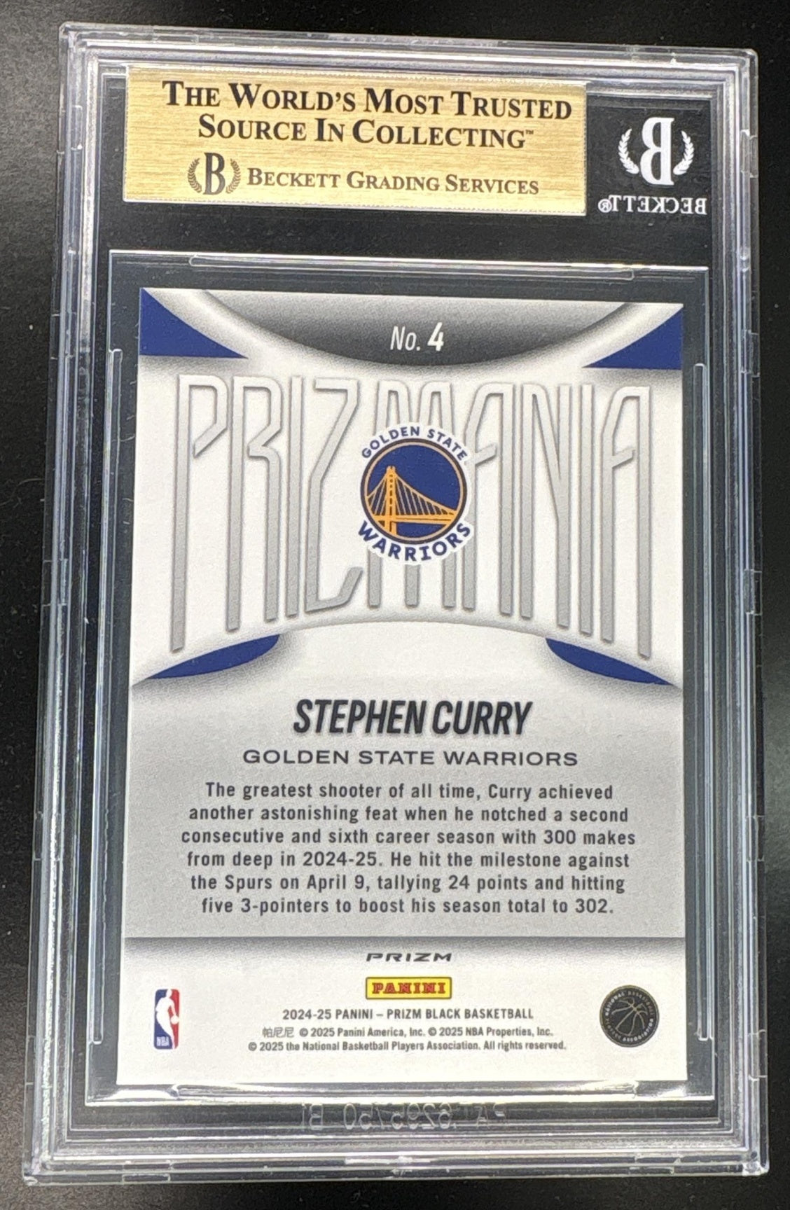 2024 Panini Prizm Black Prizmania Stephen Curry #4 BGS 9.5