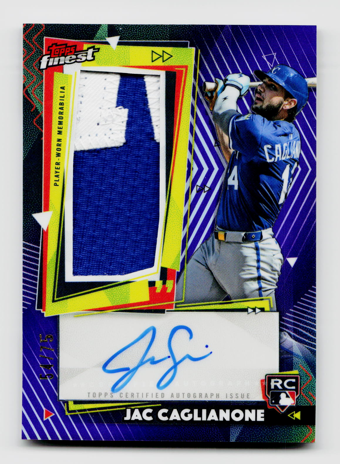 2026 Finest #RPA-JC Jac Caglianone Purple Rookie Patch Auto /75