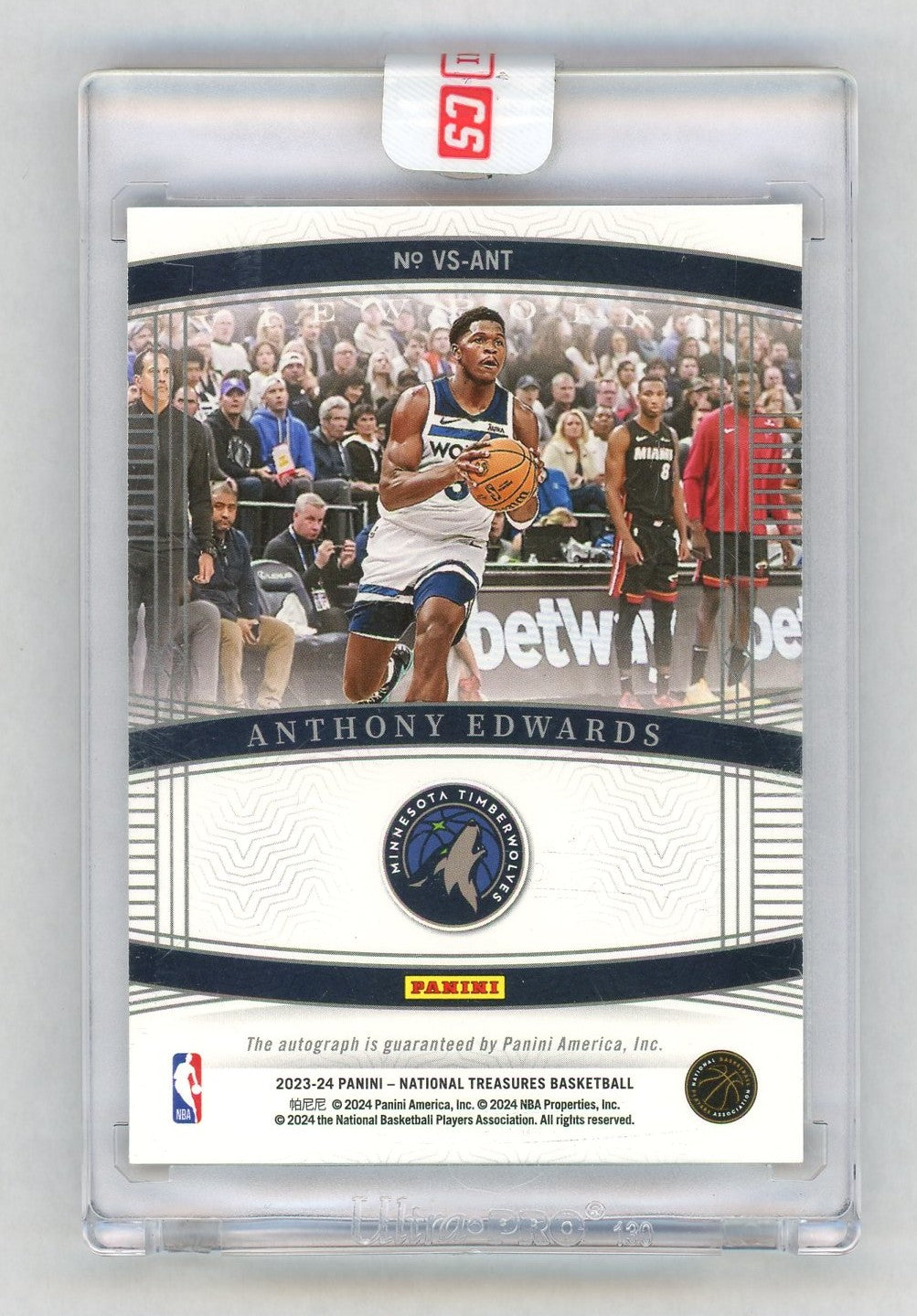 2023 National Treasures #VS-ANT Anthony Edwards Viewpoint Auto SSP /25 Sealed