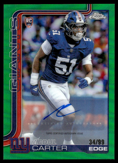 2025 Topps Chrome #RA-AC Abdul Carter Rookie RC Auto Variation Green /99