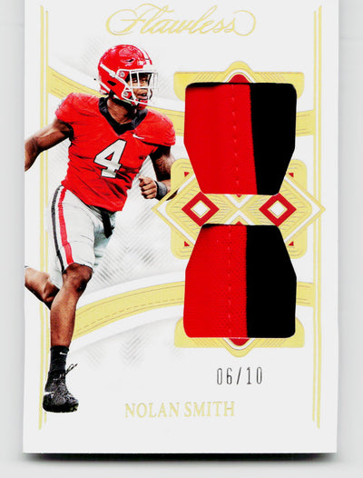 2023 Flawless Collegiate #RDP-NS Nolan Smith Rookie RC Dual Patch SSP /10