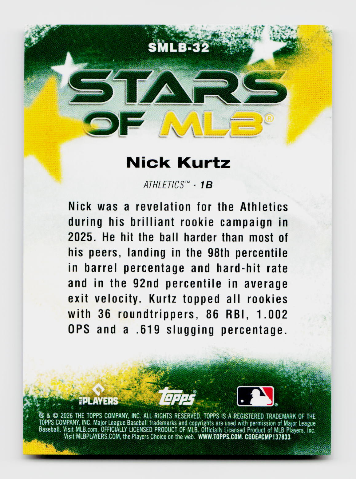 2026 Topps Stars of MLB Nick Kurtz Black SSP /10