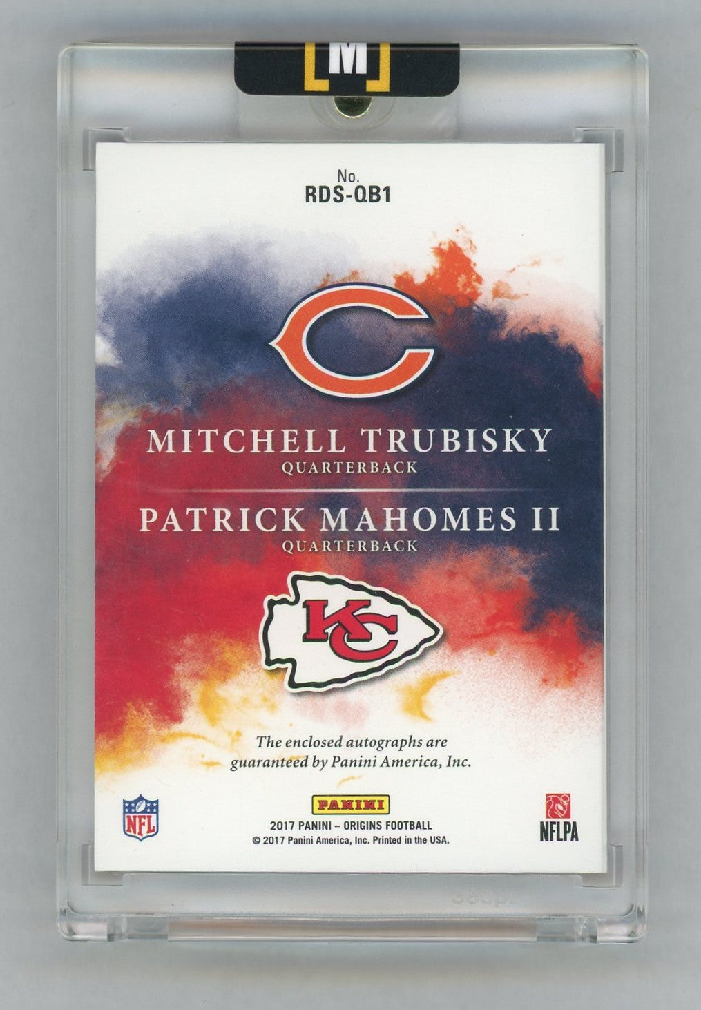 2017 Origins #RDS-QB1 Patrick Mahomes/Mitchell Trubisky Rookie Stars RC Dual Booklet Auto SSP /5