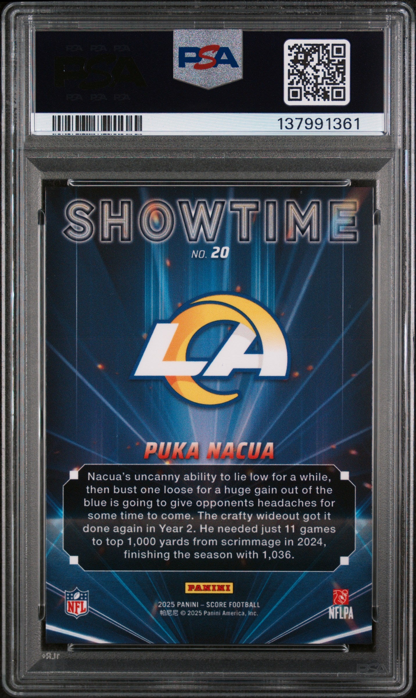 2025 Panini Score Showtime Puka Nacua #20 PSA 9