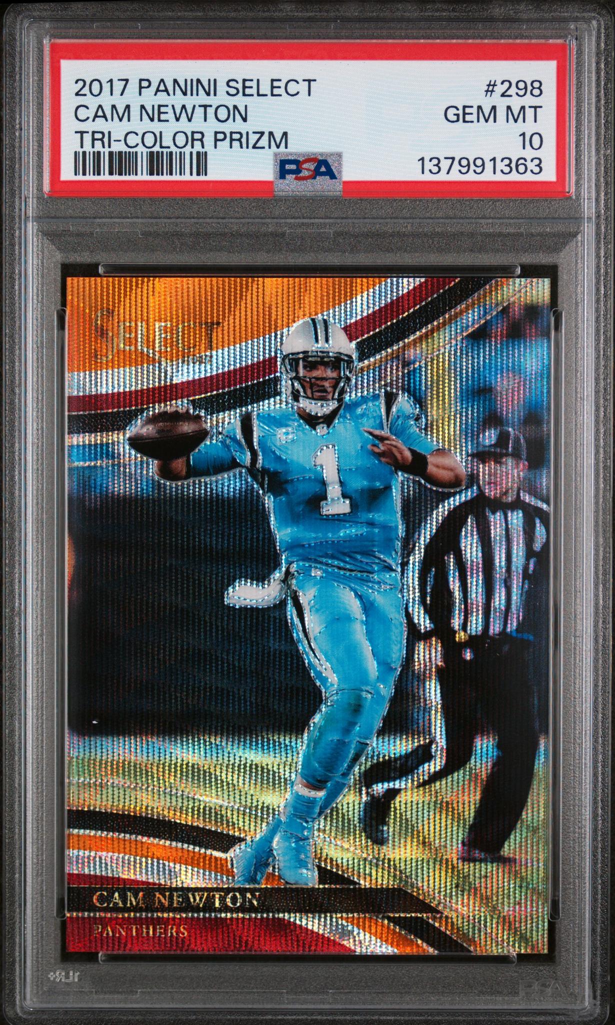 2017 Panini Select Prizm Tri Color Cam Newton #298 /99 PSA 10