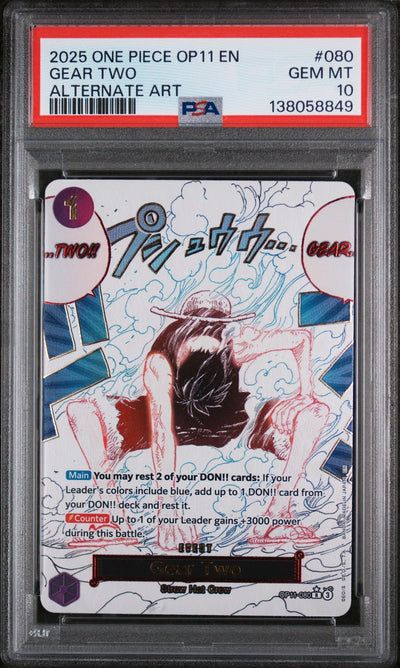 2025 One Piece A Fist of Divine Speed Alternate Art Gear Two #OP11080 PSA 10