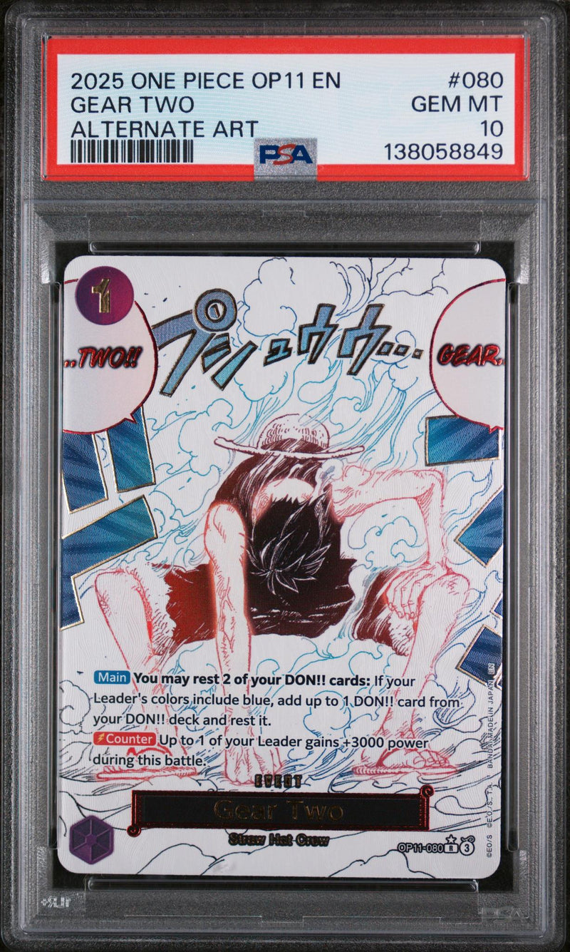 2025 One Piece A Fist of Divine Speed Alternate Art Gear Two #OP11080 PSA 10