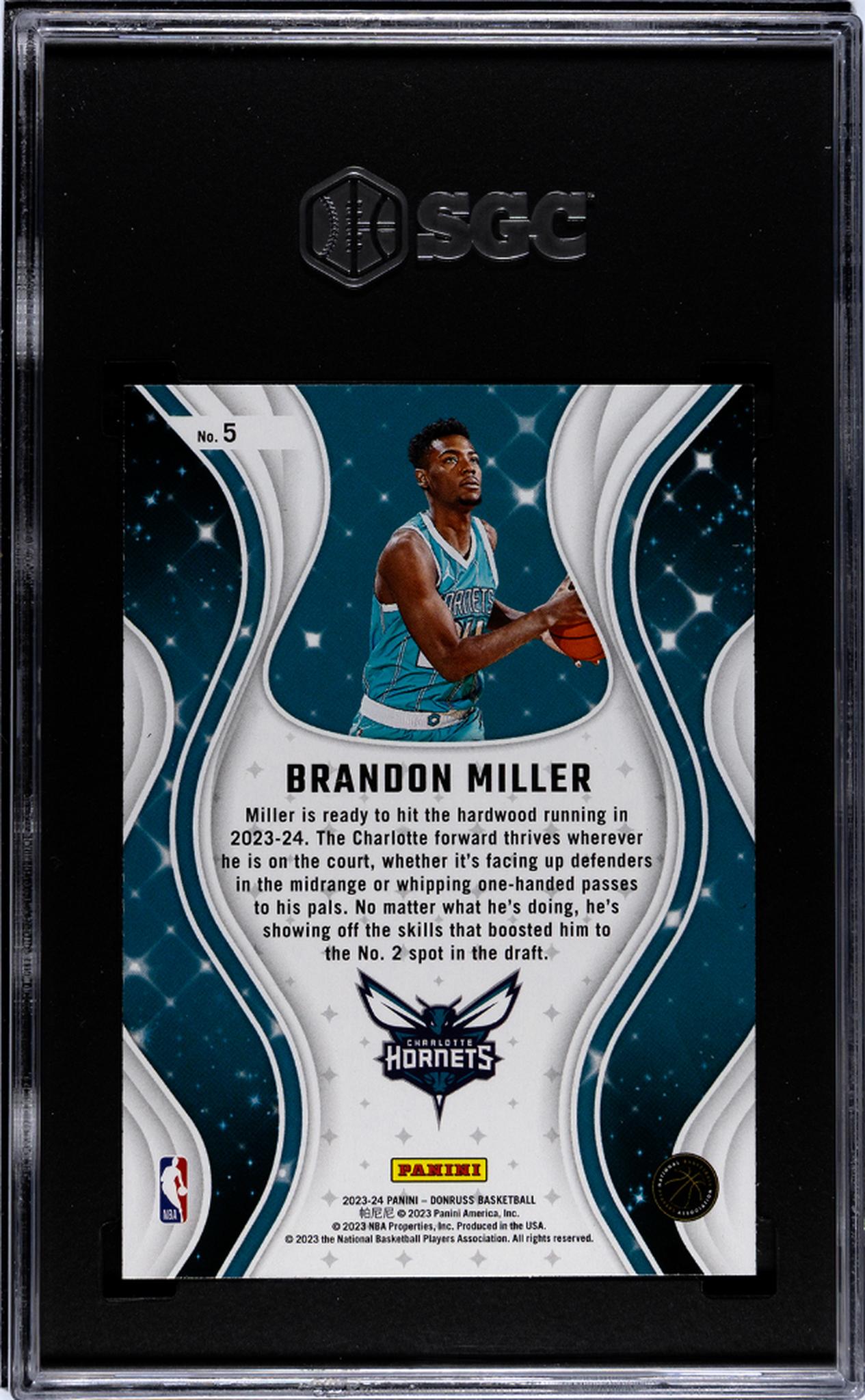 2023 Panini Donruss #5 Brandon Miller Magicians Rookie SGC 8