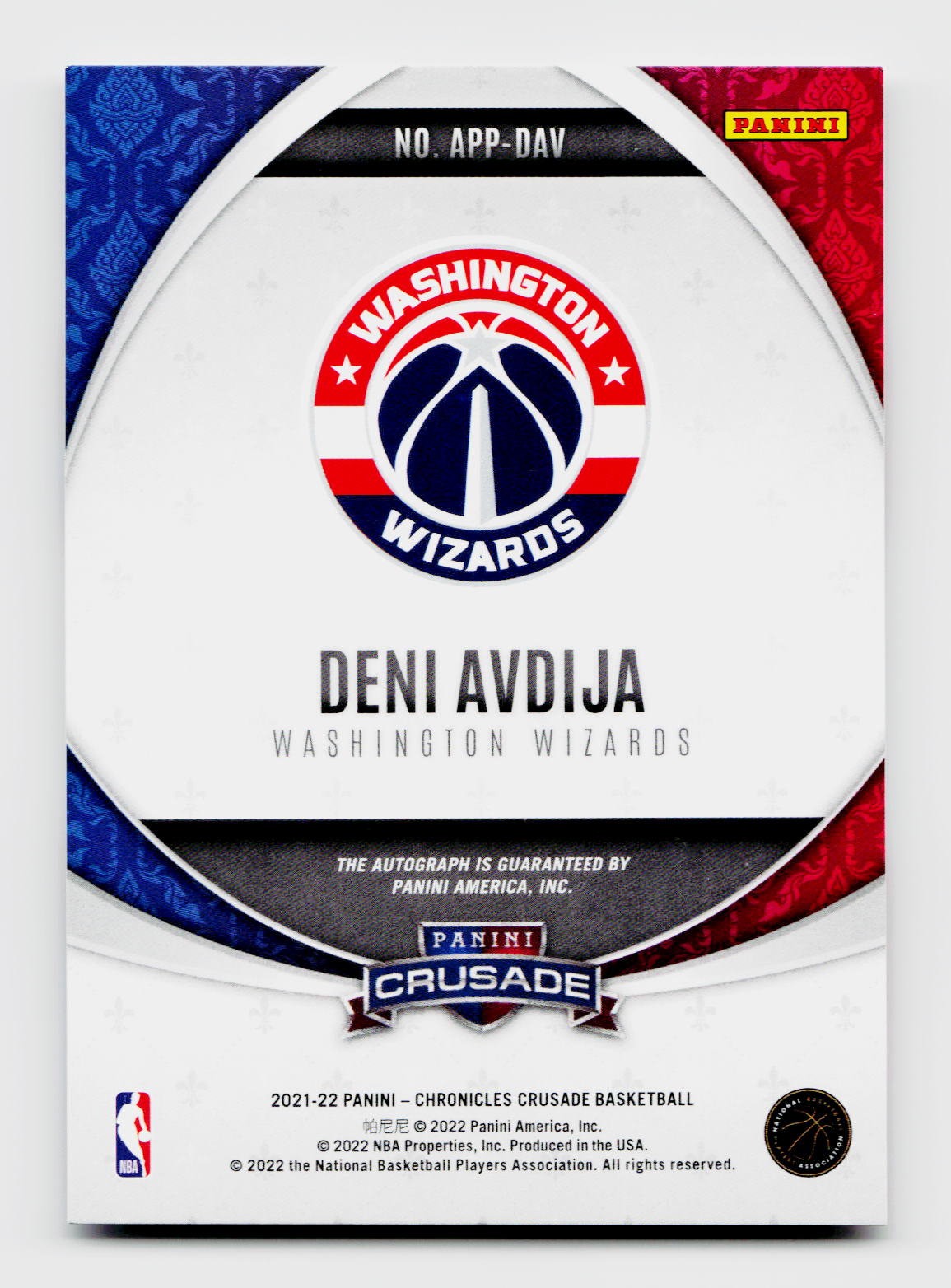 2022 Chronicles Crusade Deni Avdija Apprentice Auto