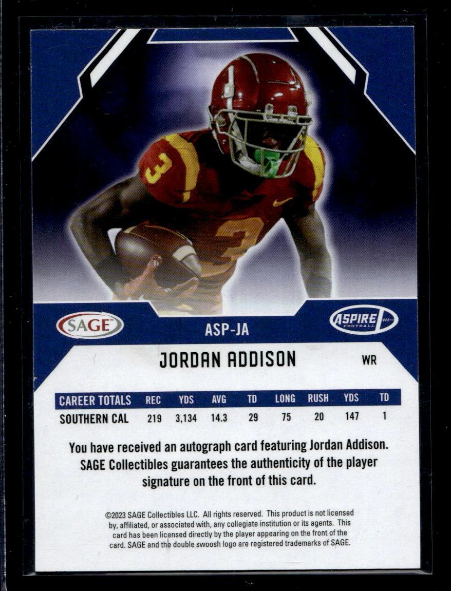 2023 Sage Aspire Jordan Addison #ASP-JA Auto