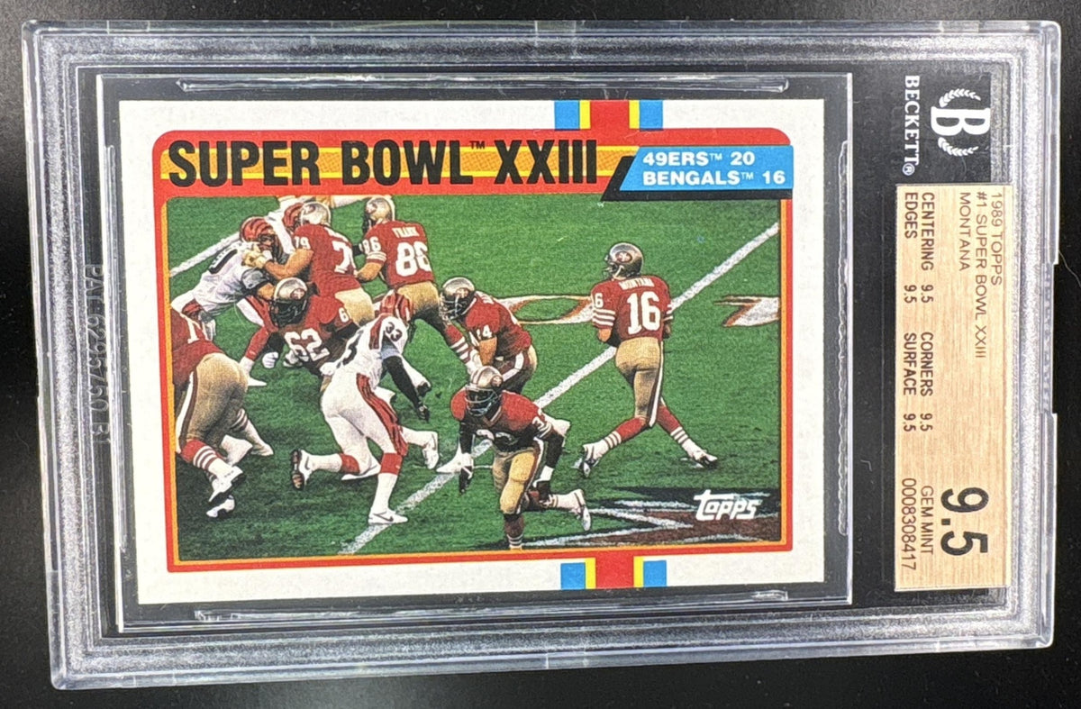 1989 Topps Super Bowl XXIII Joe Montana #1 BGS 9.5