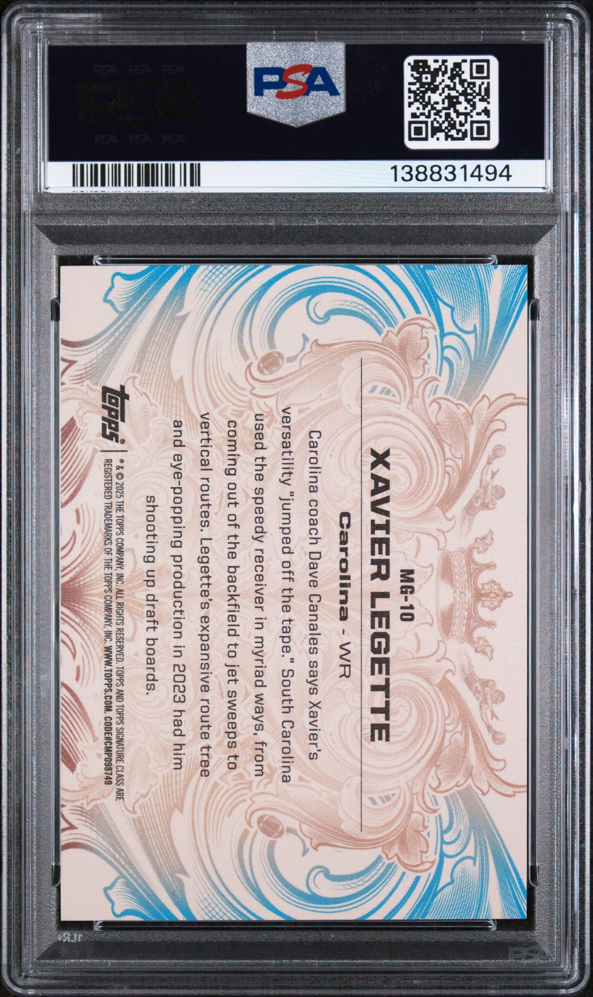 2024 Topps Signature Class Monarchs of the Game Xavier Legette #MG10 PSA 10