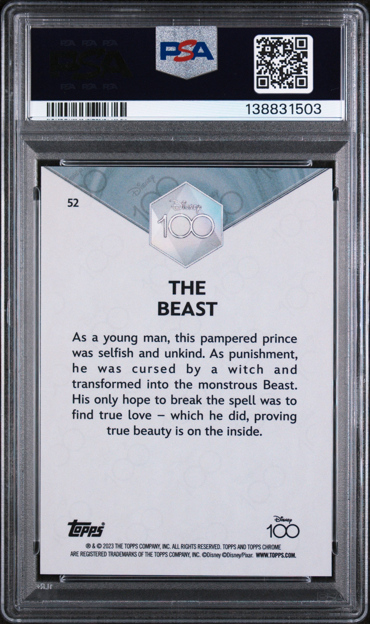 2023 Topps Chrome Disney100 the Beast #52 PSA 9