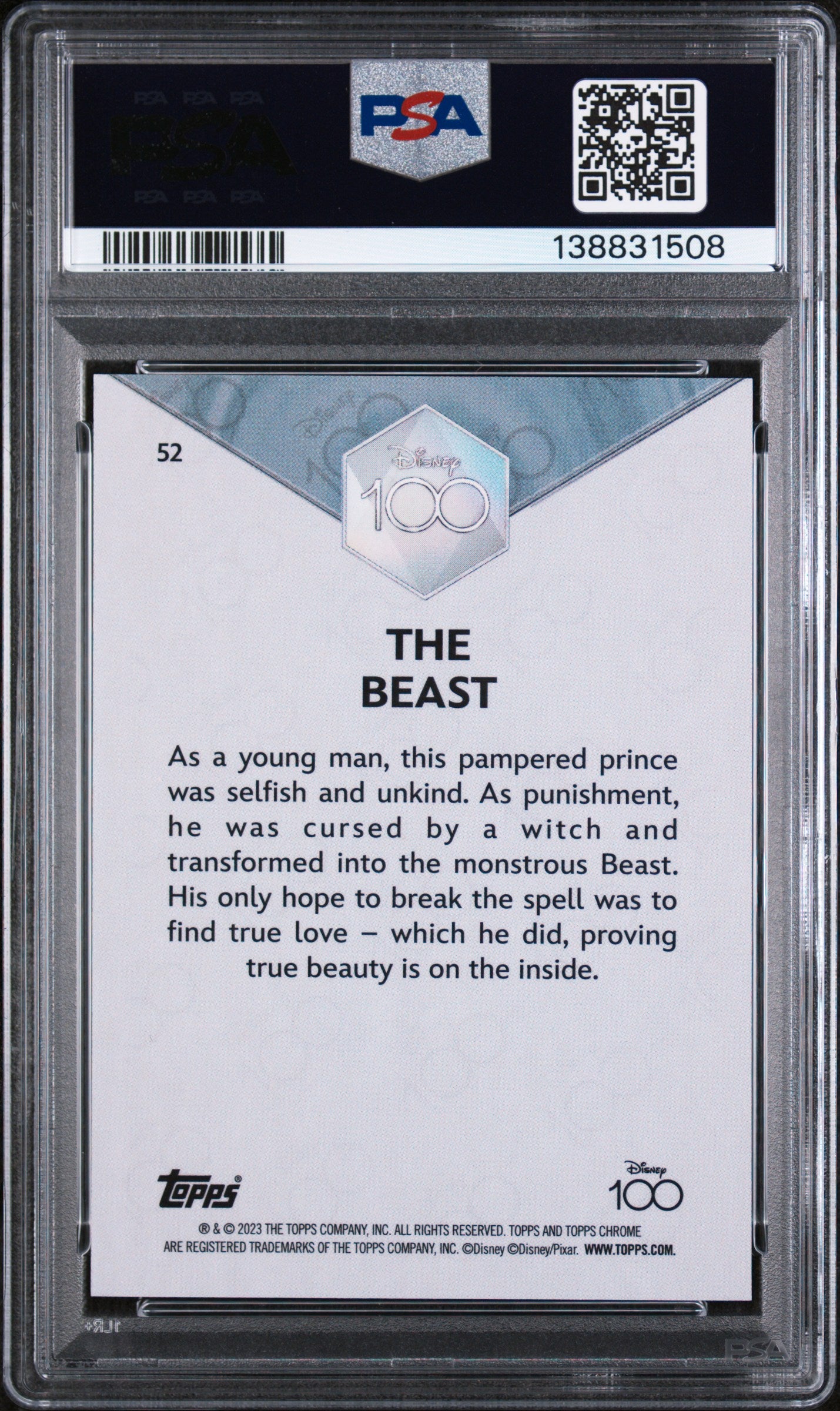 2023 Topps Chrome Disney100 the Beast #52 PSA 9