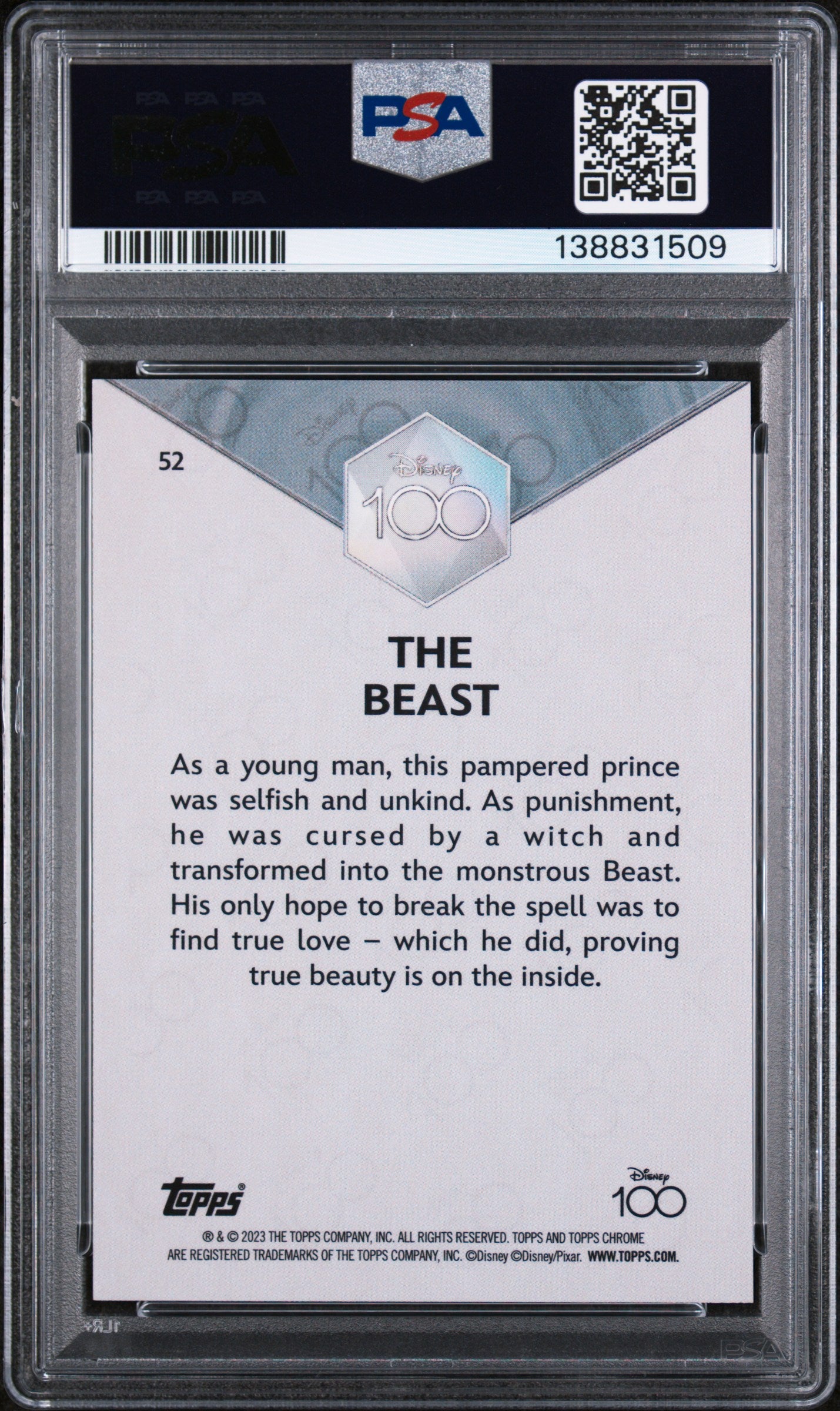 2023 Topps Chrome Disney100 the Beast #52 PSA 10