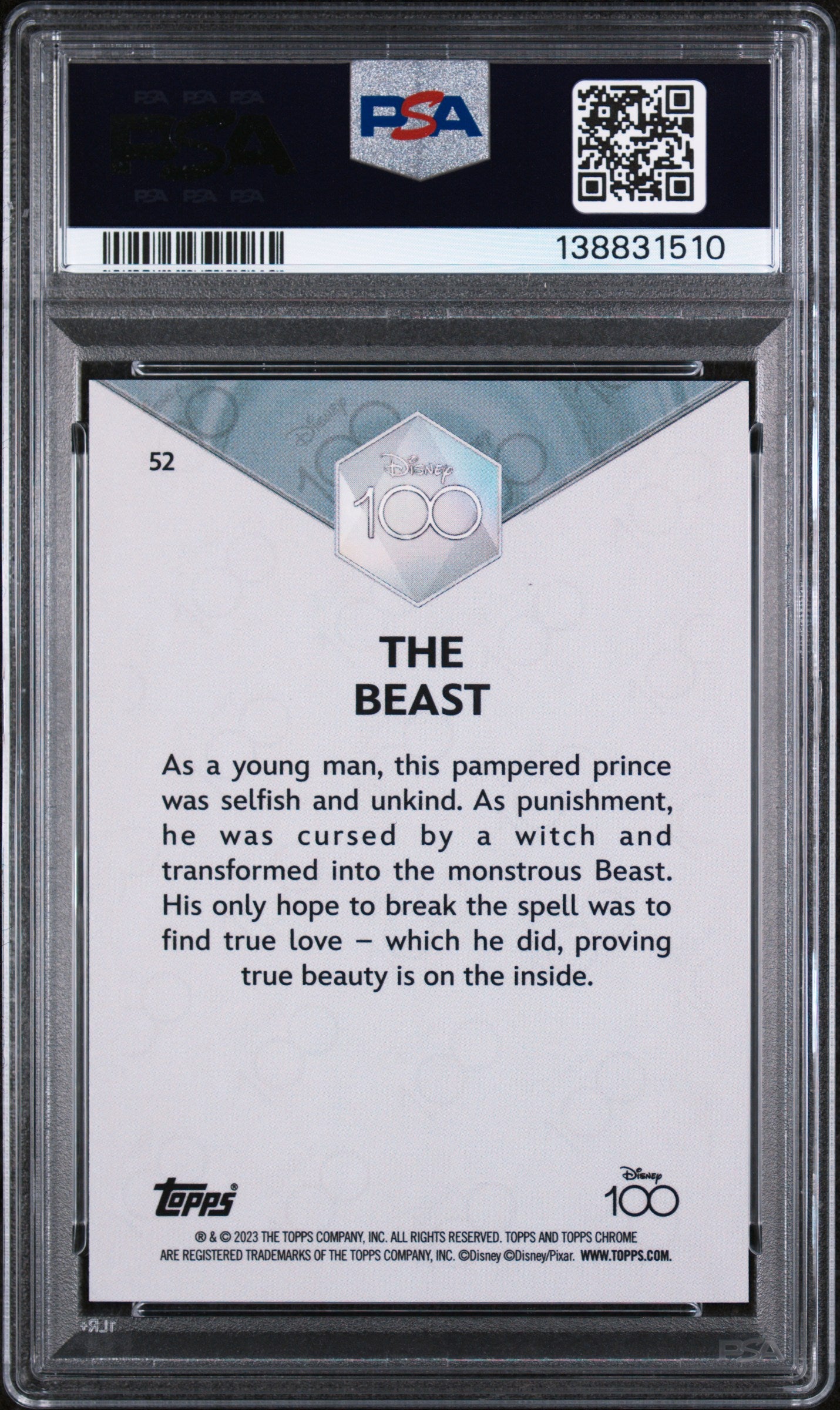 2023 Topps Chrome Disney100 the Beast #52 PSA 9