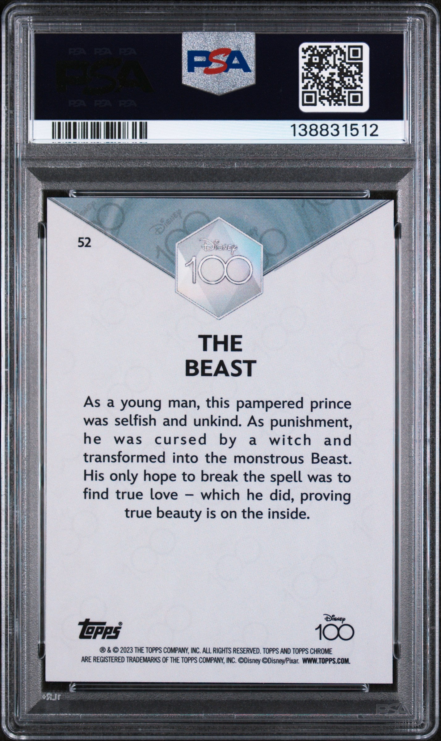 2023 Topps Chrome Disney100 the Beast #52 PSA 10