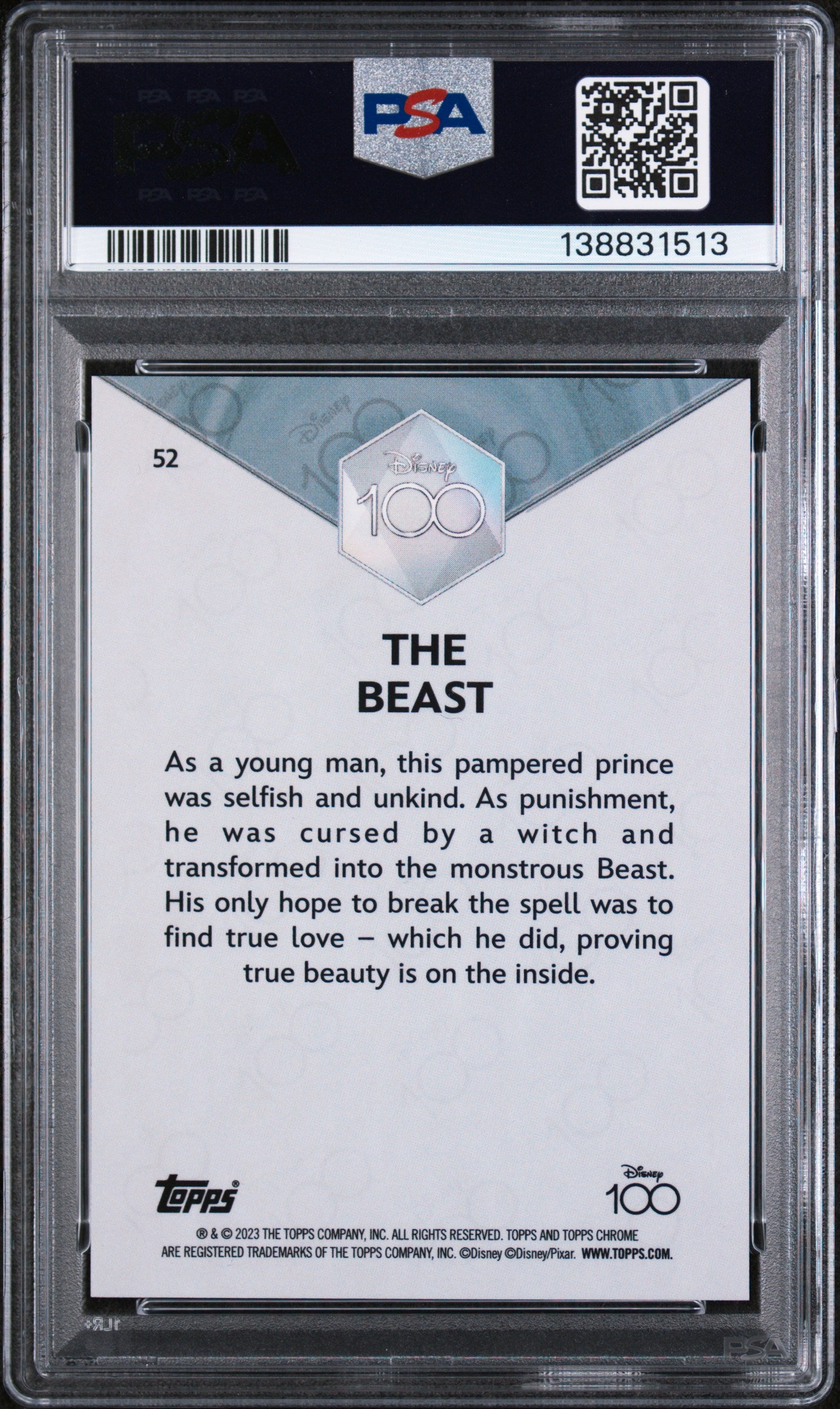 2023 Topps Chrome Disney100 the Beast #52 PSA 9