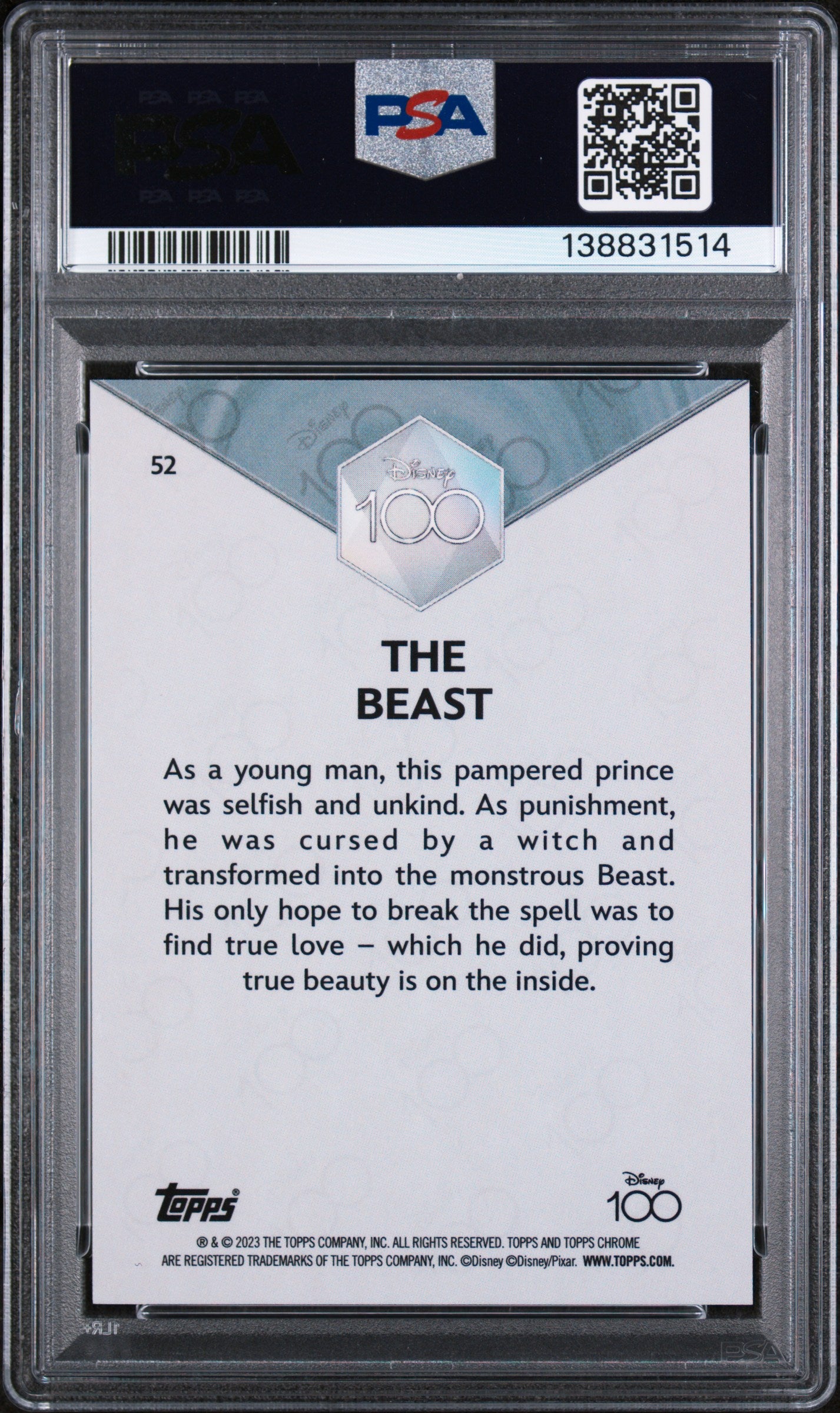 2023 Topps Chrome Disney100 the Beast #52 PSA 9