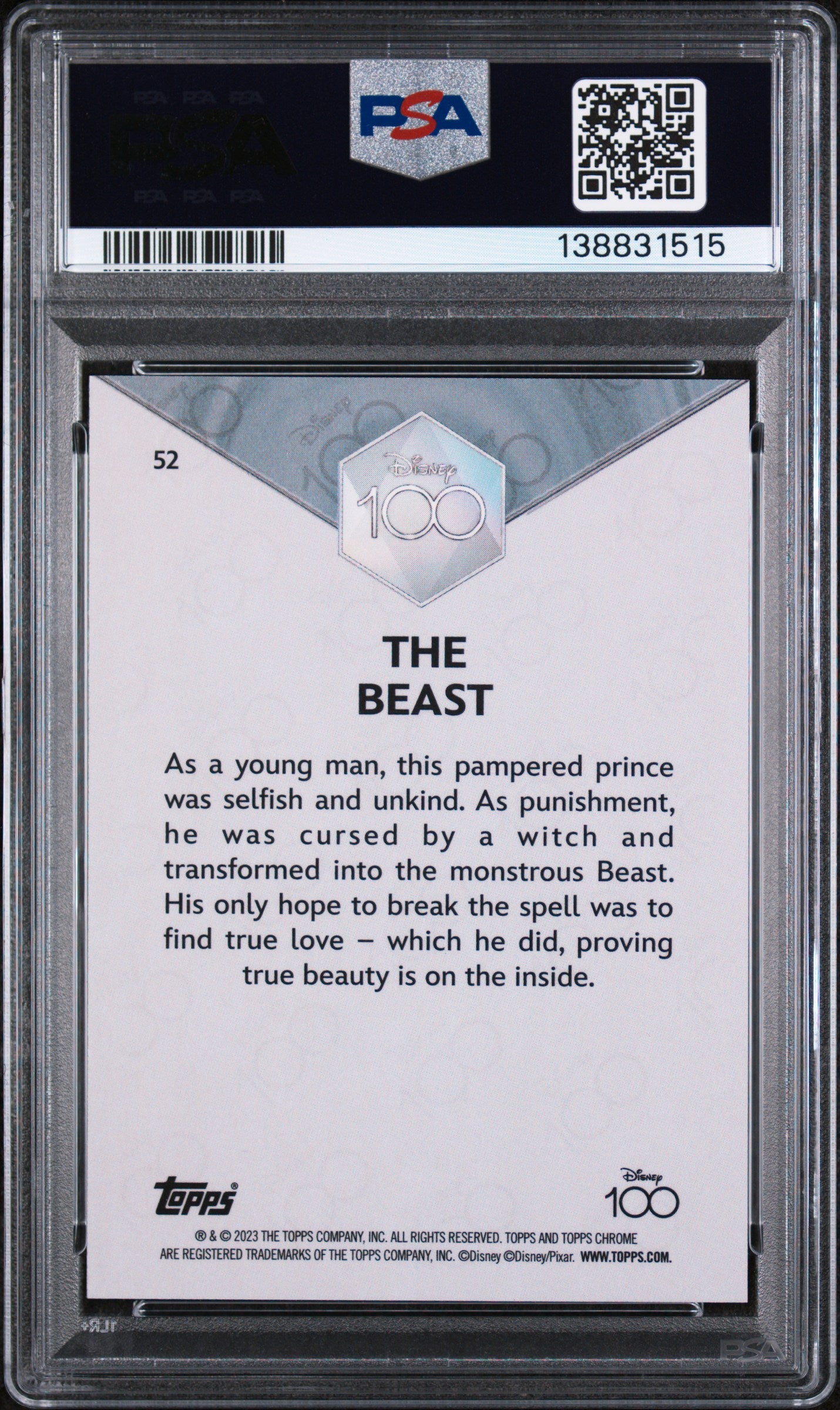 2023 Topps Chrome Disney100 the Beast #52 PSA 9