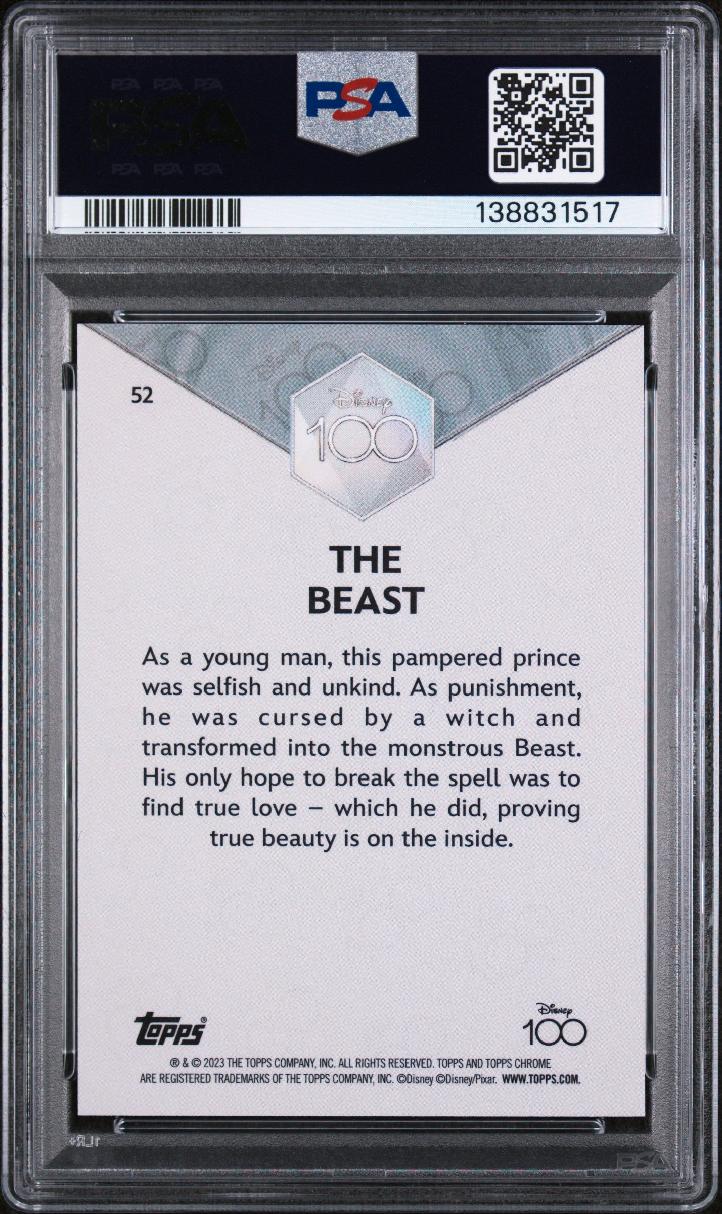 2023 Topps Chrome Disney100 the Beast #52 PSA 10