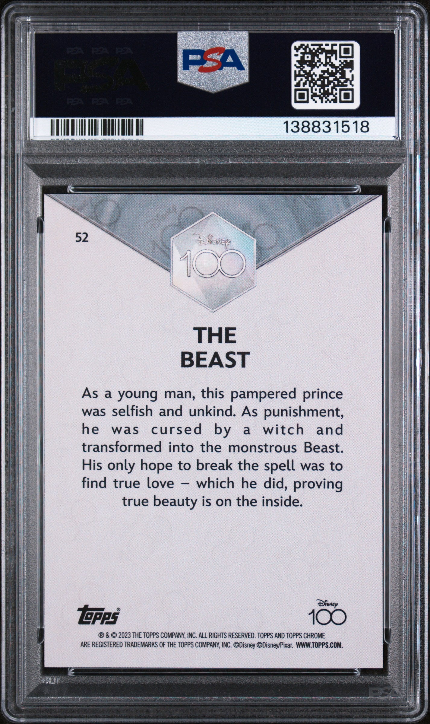 2023 Topps Chrome Disney100 the Beast #52 PSA 9