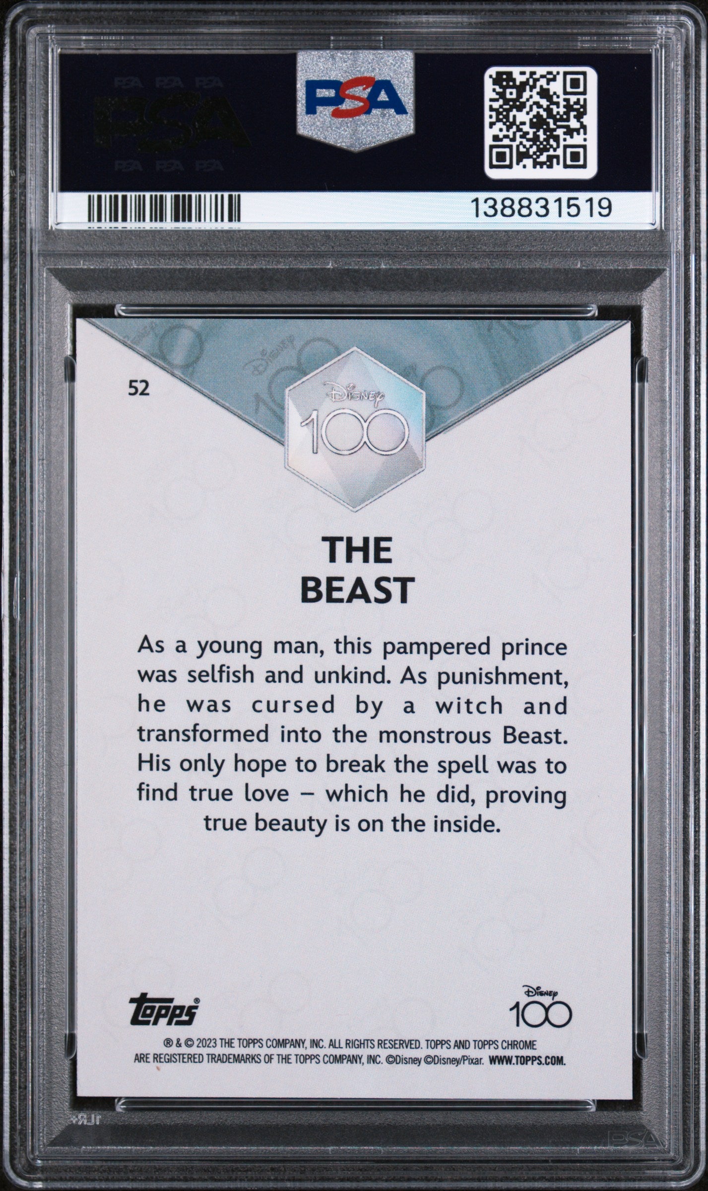 2023 Topps Chrome Disney100 the Beast #52 PSA 9