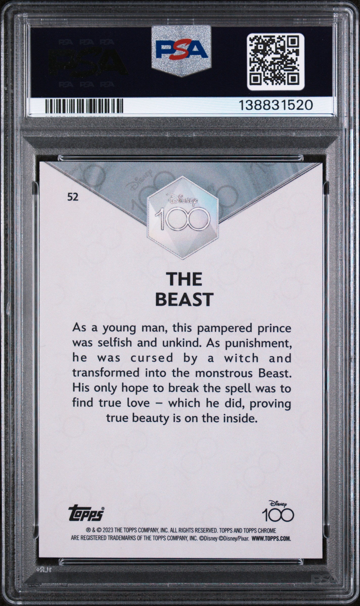 2023 Topps Chrome Disney100 the Beast #52 PSA 9