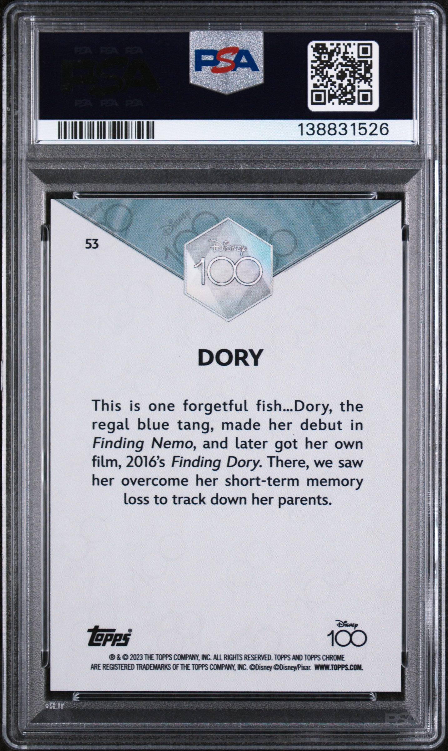 2023 Topps Chrome Disney100 Dory #53 PSA 10