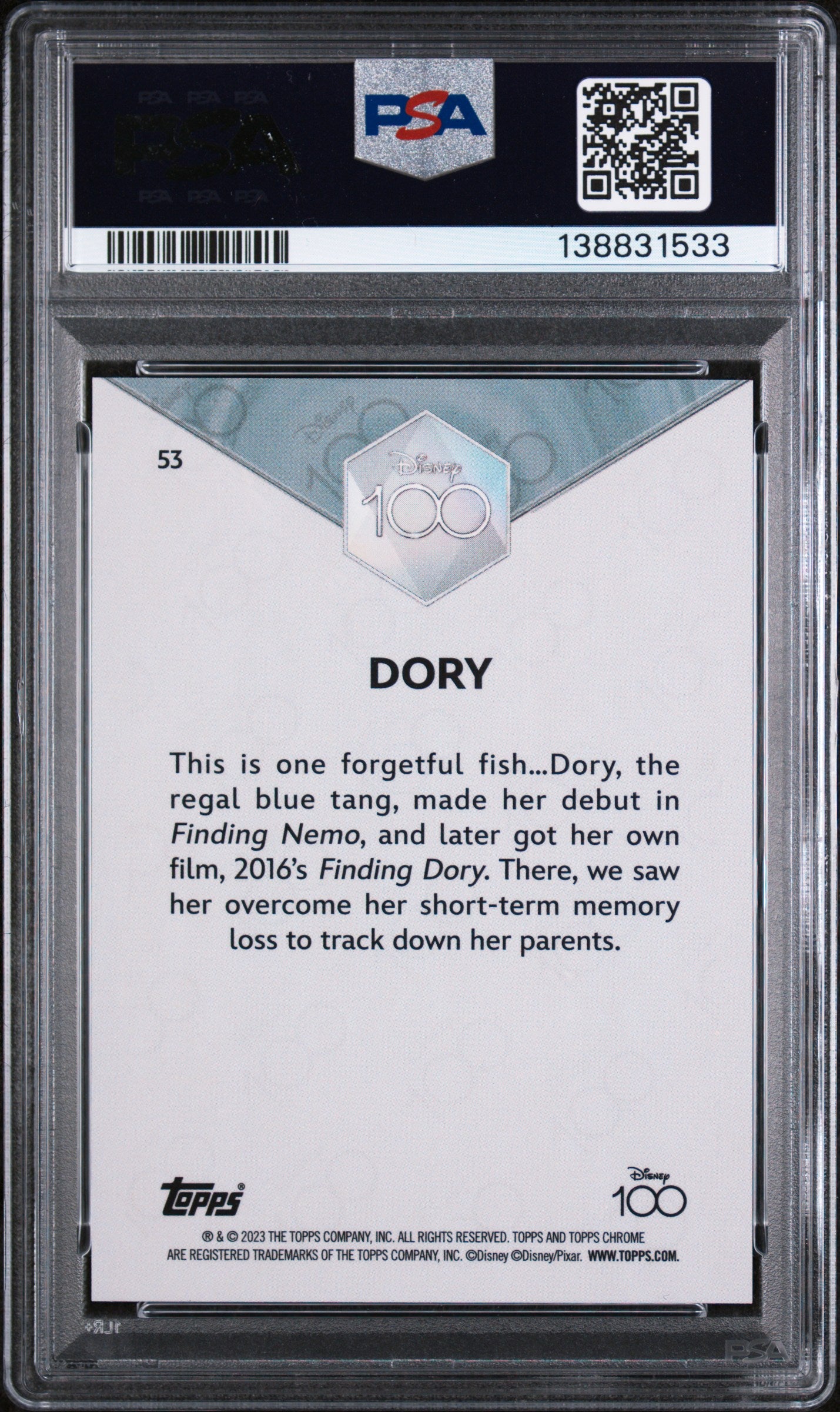 2023 Topps Chrome Disney100 Dory #53 PSA 10
