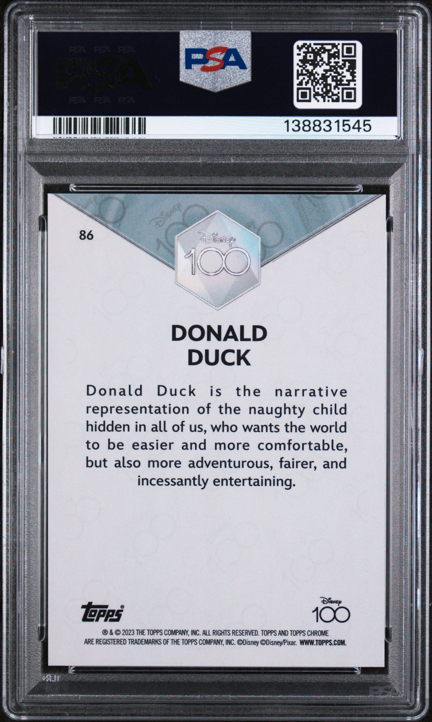 2023 Topps Chrome Disney100 Donald Duck #86 PSA 10