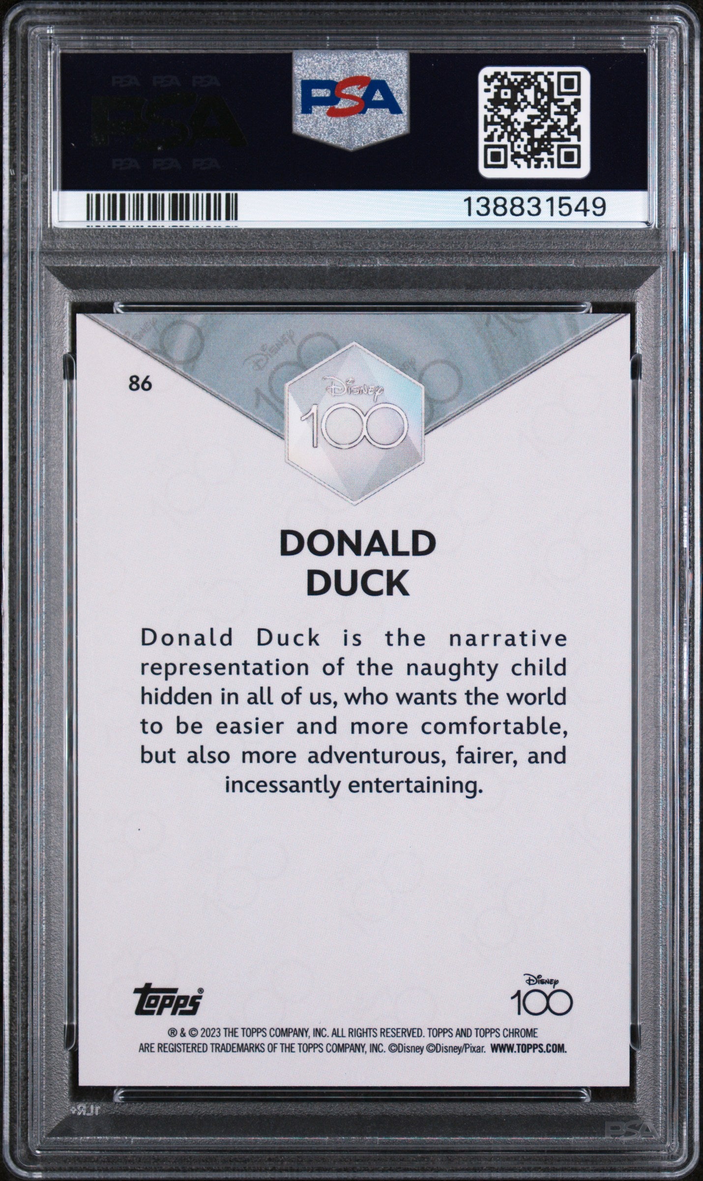 2023 Topps Chrome Disney100 Donald Duck #86 PSA 10