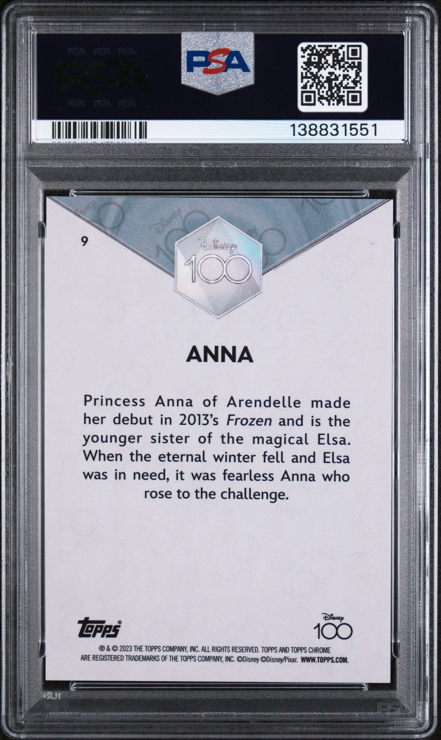2023 Topps Chrome Disney100 Anna #9 PSA 10