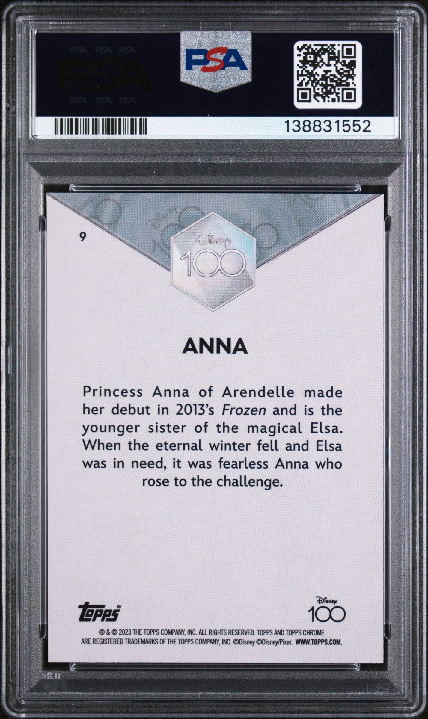 2023 Topps Chrome Disney100 Anna #9 PSA 10