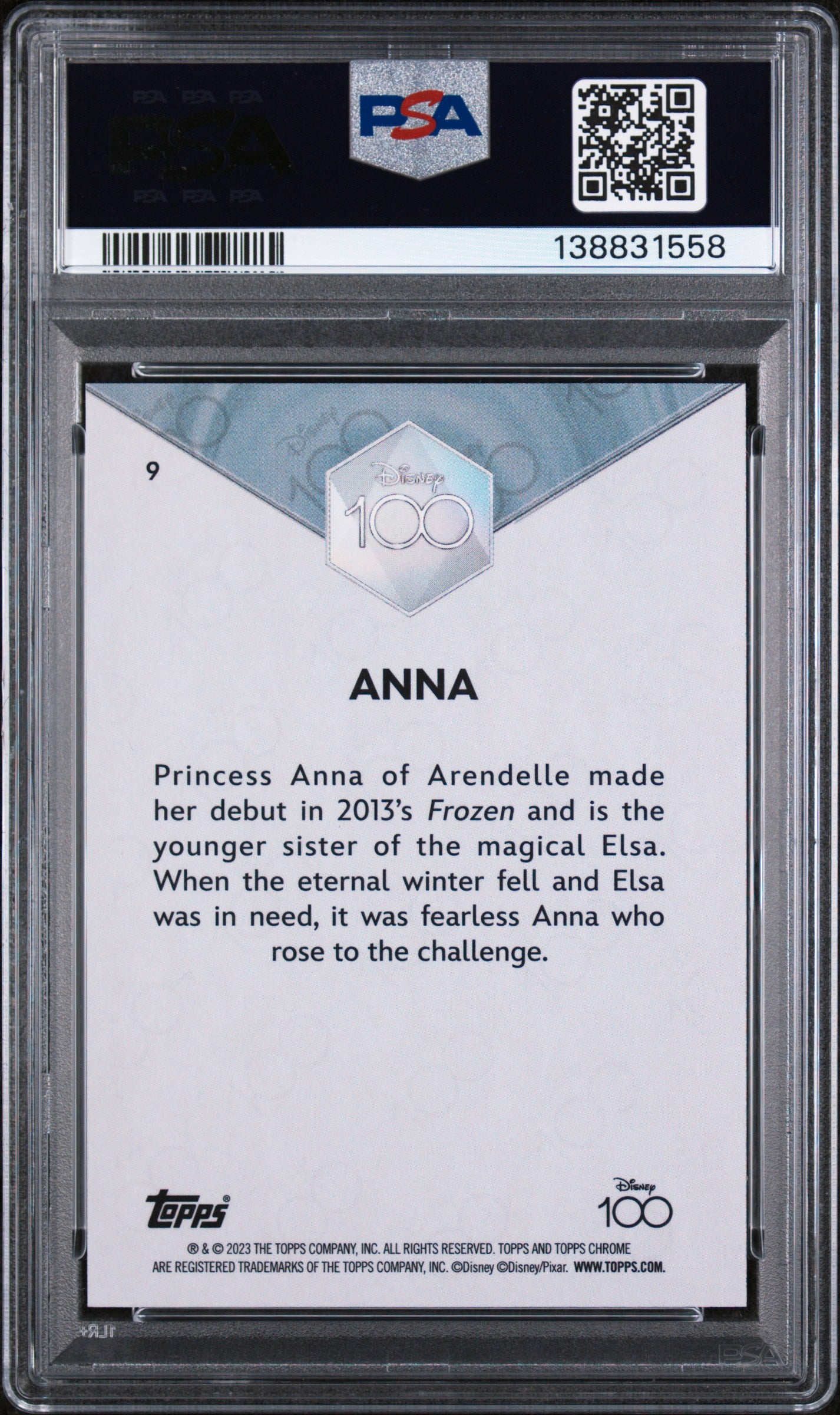 2023 Topps Chrome Disney100 Anna #9 PSA 10