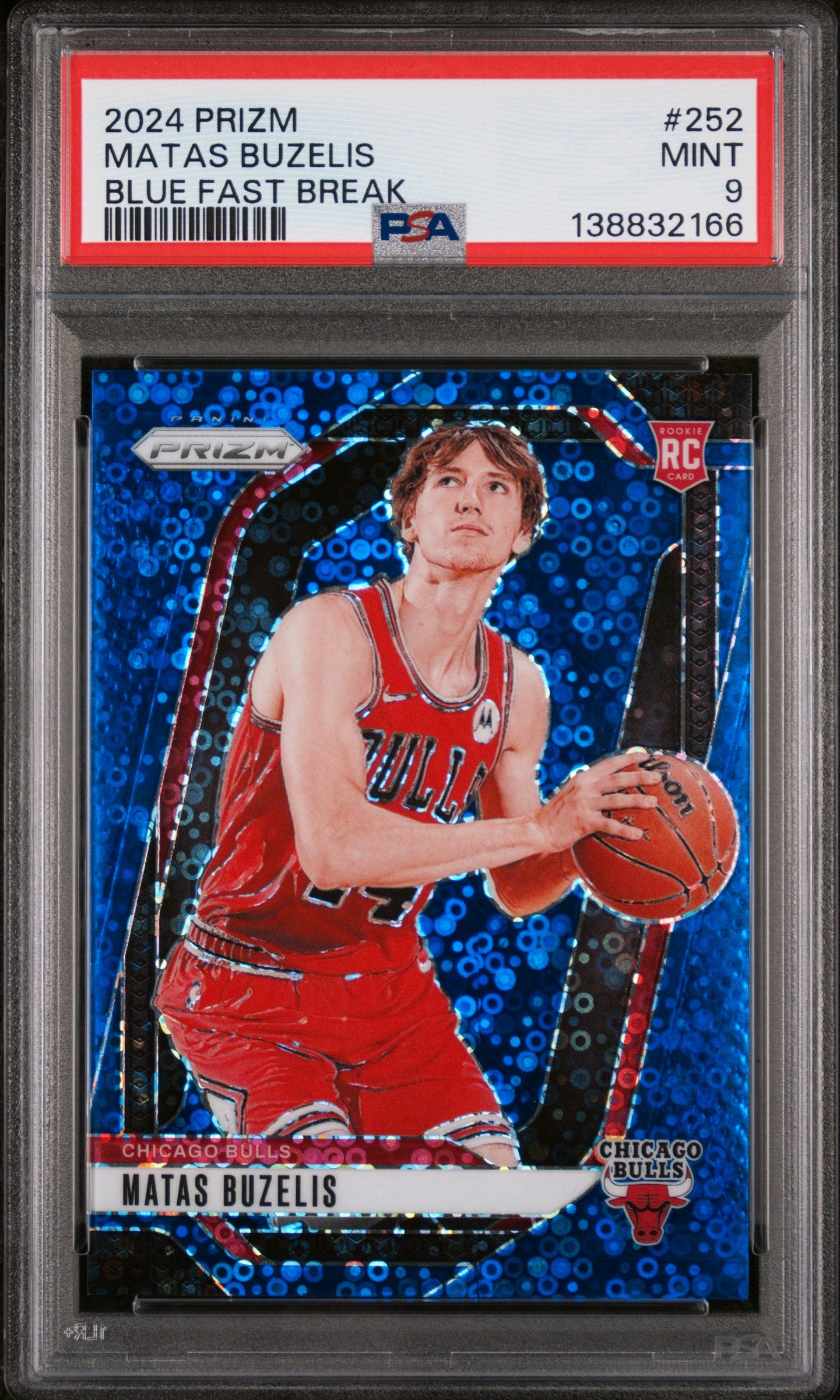 2024 Panini Prizm Prizms Fast Break Blue Matas Buzelis #252 /150 PSA 9