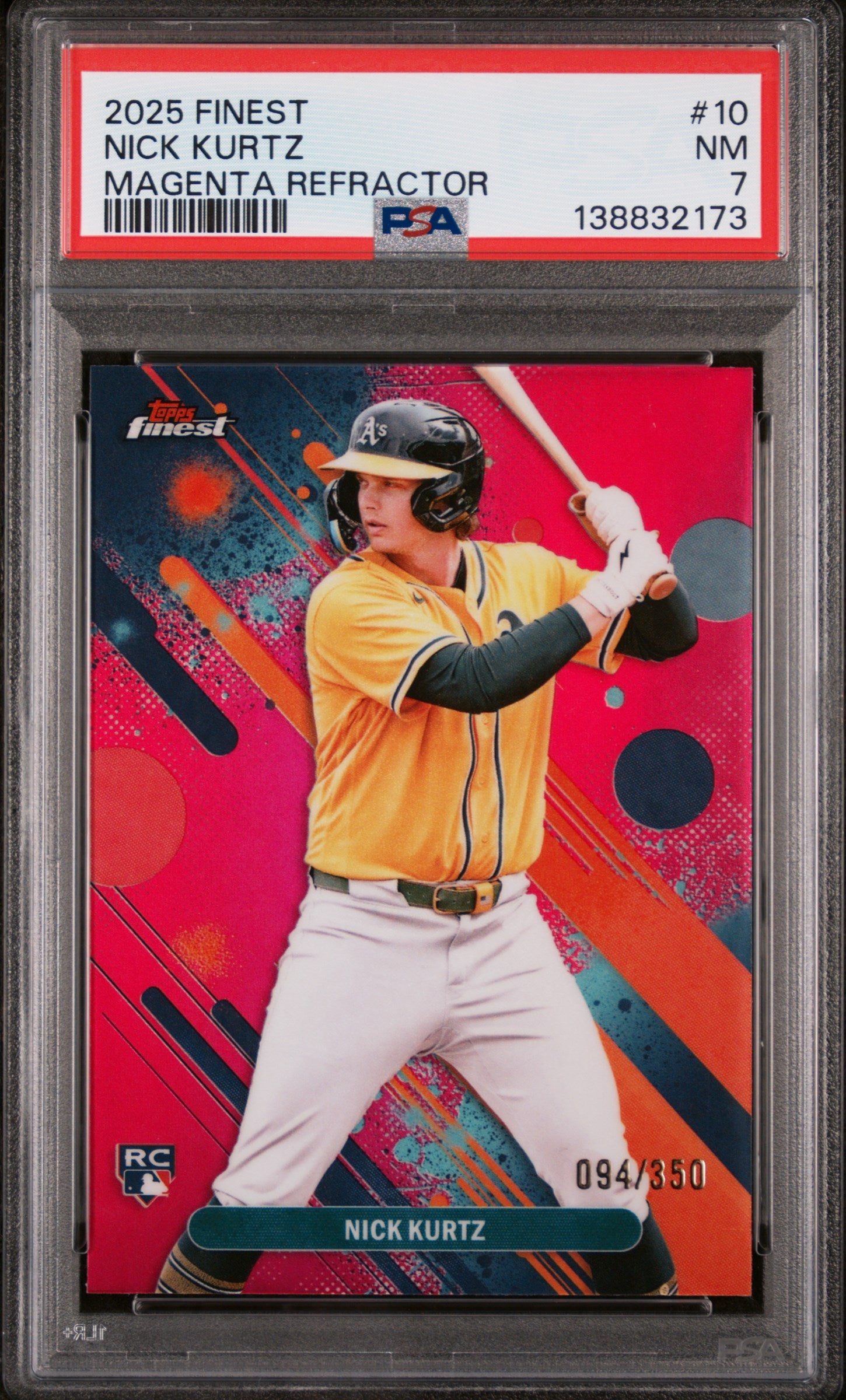 2025 Topps Finest Magenta Refractor Nick Kurtz #10 /350 PSA 7