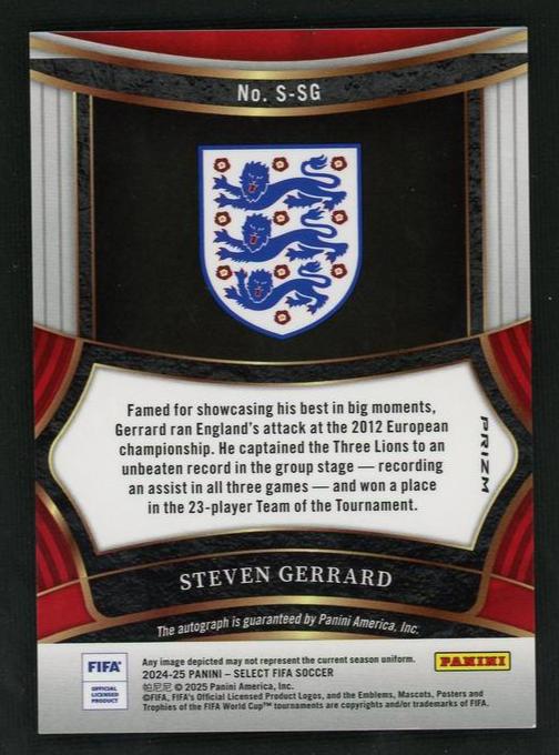 2016 Panini Select S-SG Steven Gerrard International Insert England Auto