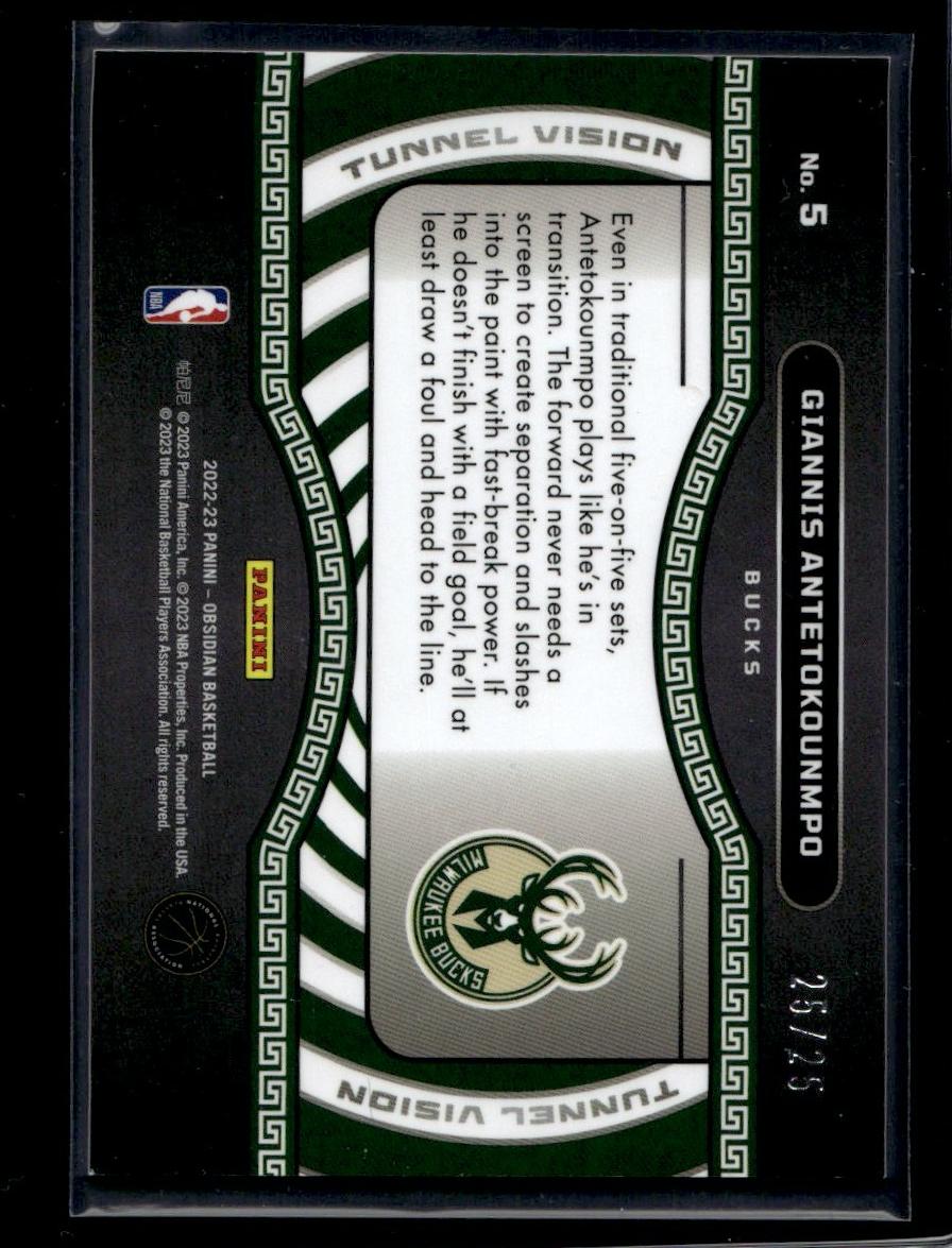 2022 Panini Obsidian Tunnel Vision Giannis Antetokounmpo #5 /25