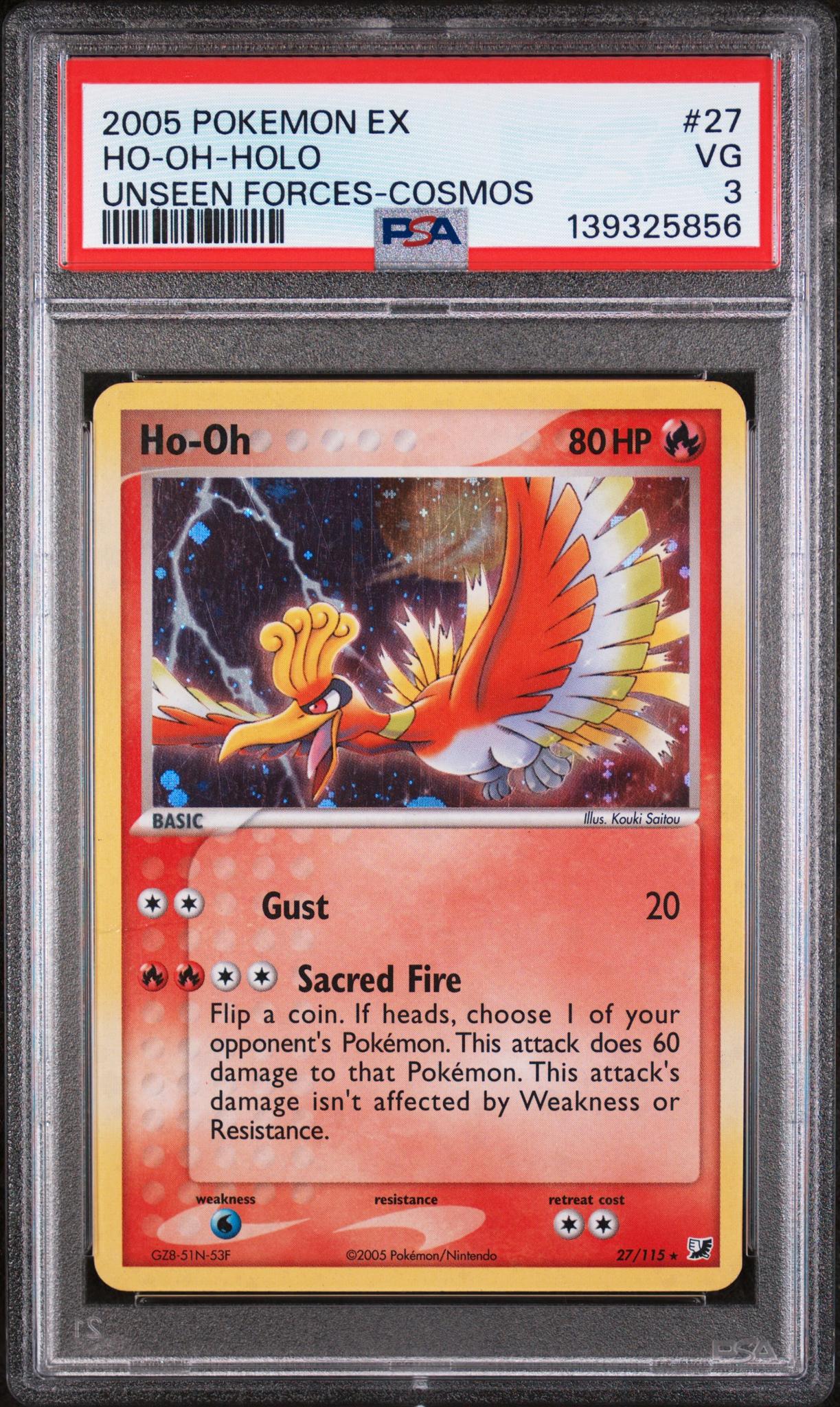 2005 Pokemon Ex Unseen Forces Holo Ho-Oh #27 PSA 3