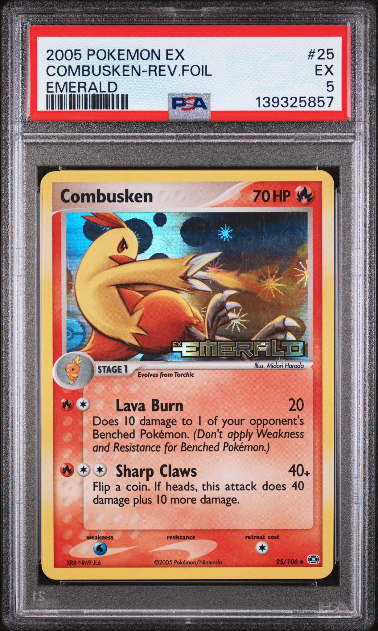 2005 Pokemon Ex Emerald Combusken-Reverse Foil #25 PSA 5